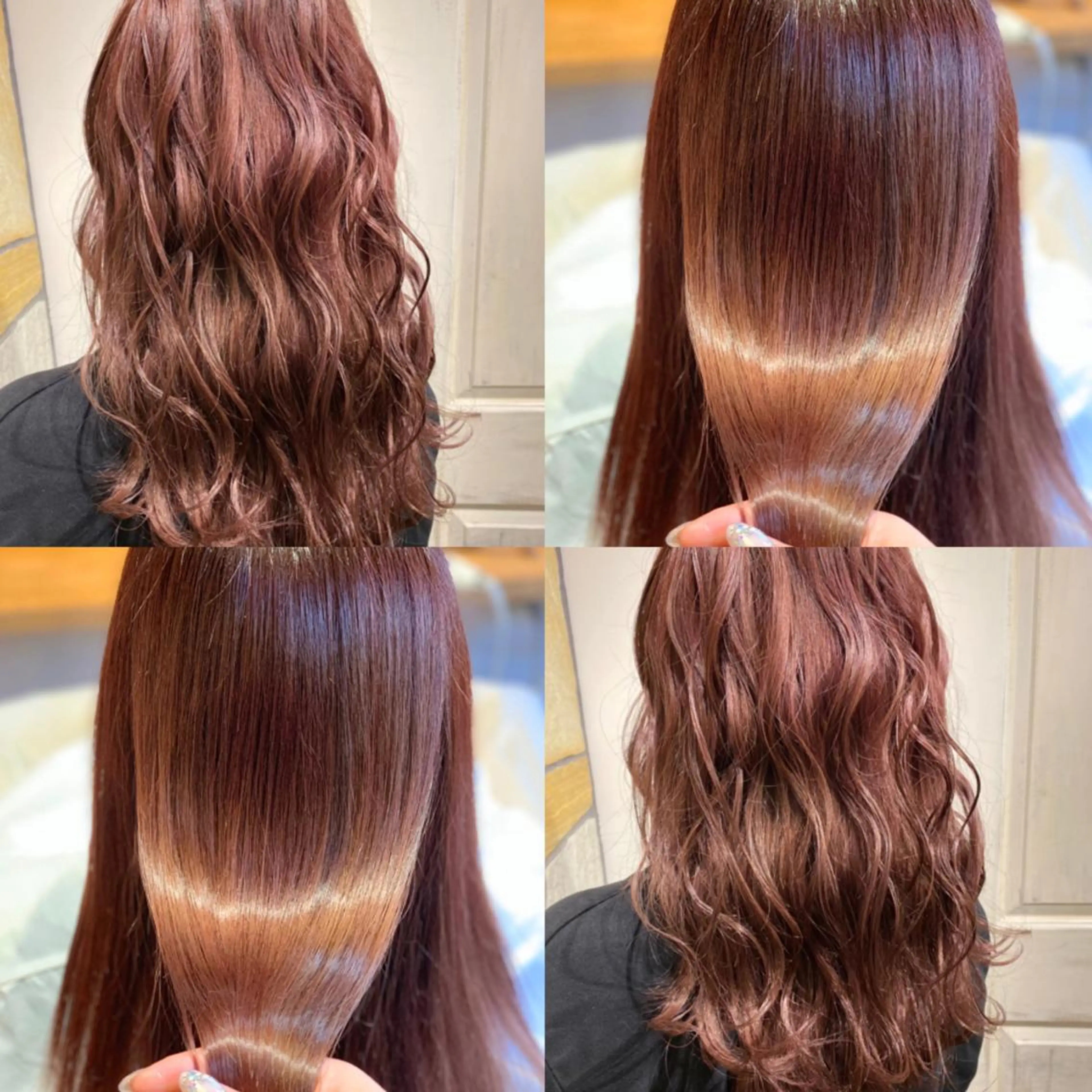 ロング カラー ヘアアレンジ ブラウンカラー ピンクカラー ピンクブラウン カット ヘアカラー トリートメント 🦋韓国ヘア 坂本 菜摘🦋のヘアスタイル