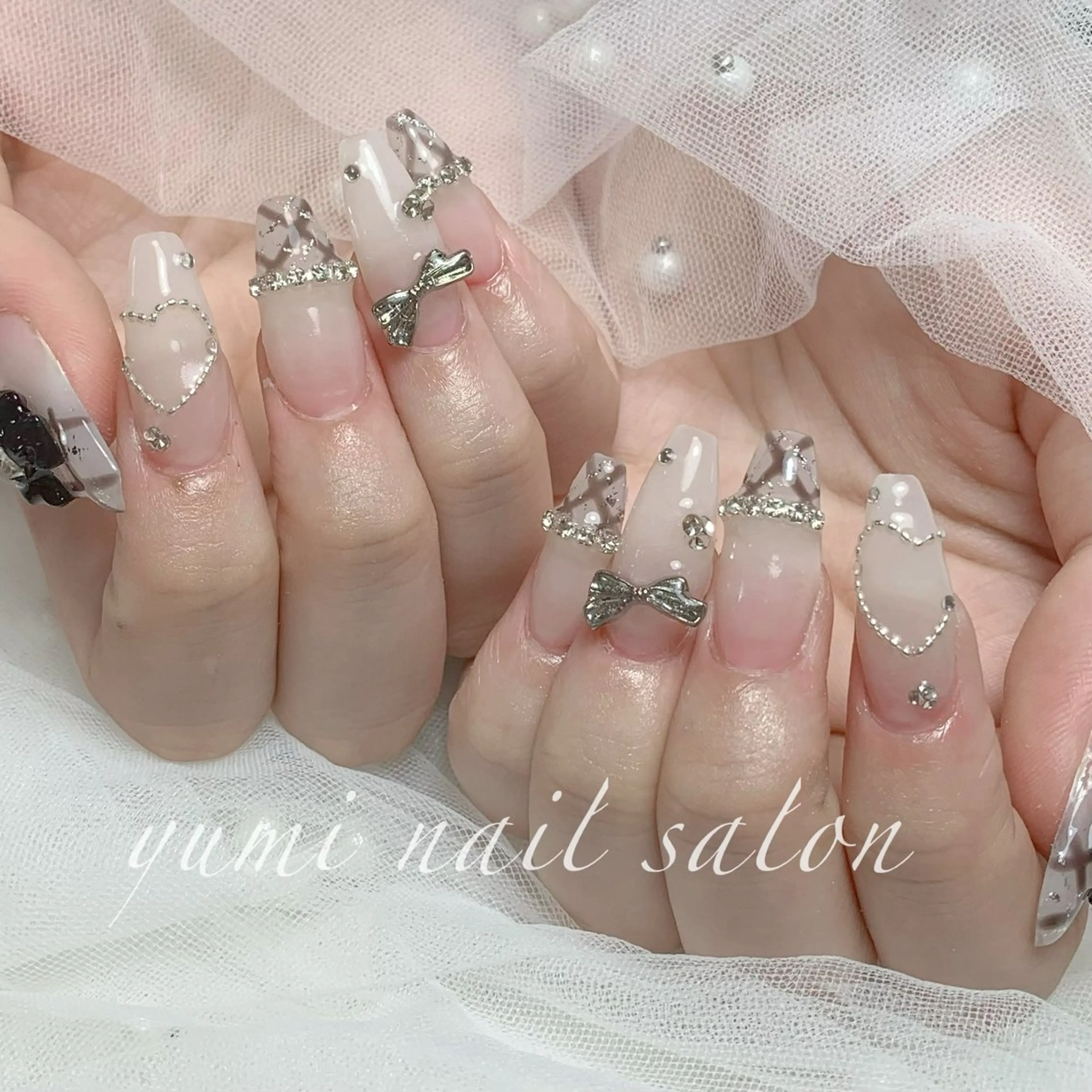 ネイル yumiジェル& チップ長さだしのネイルデザイン