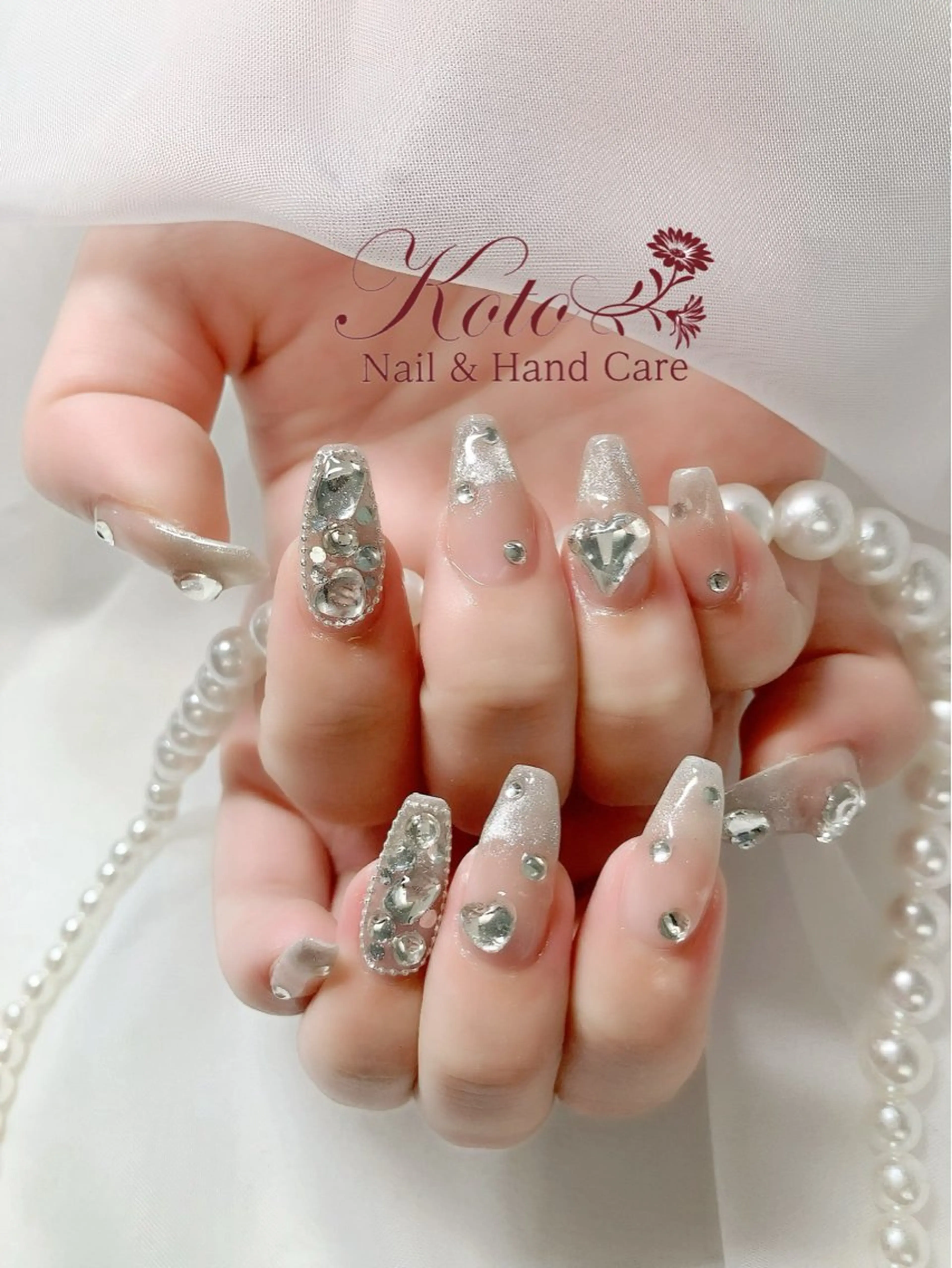 ネイル 長さ出し ジェルネイル 持ち込み ニュアンスネイル 赤色 ハンドネイル Nail Salon KOTOのネイルデザイン