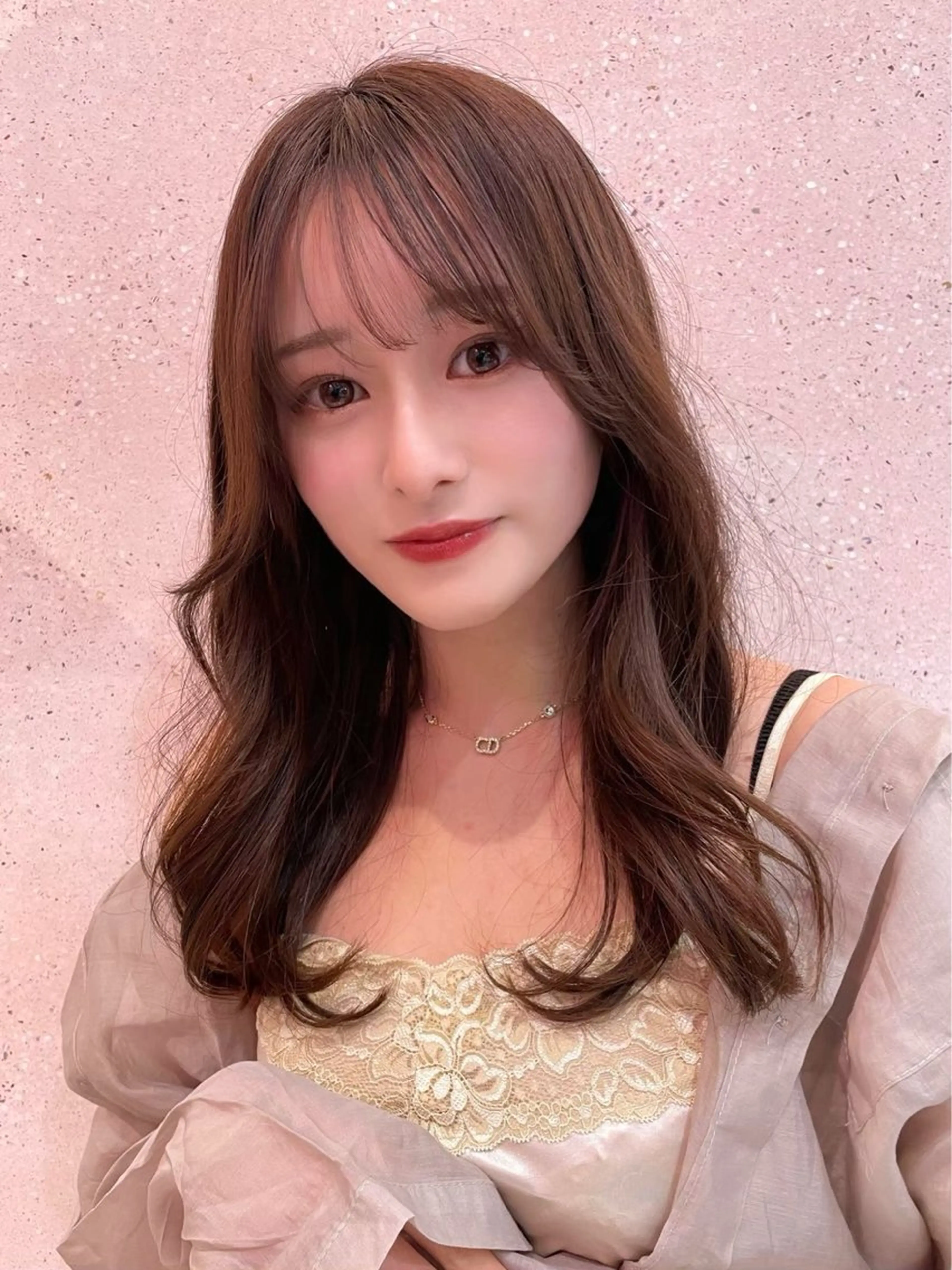 セミロング カット ヘアカラー トリートメント ヘアセット 新宿/韓国レイヤー/ 顔周りカット松本美晴のヘアスタイル