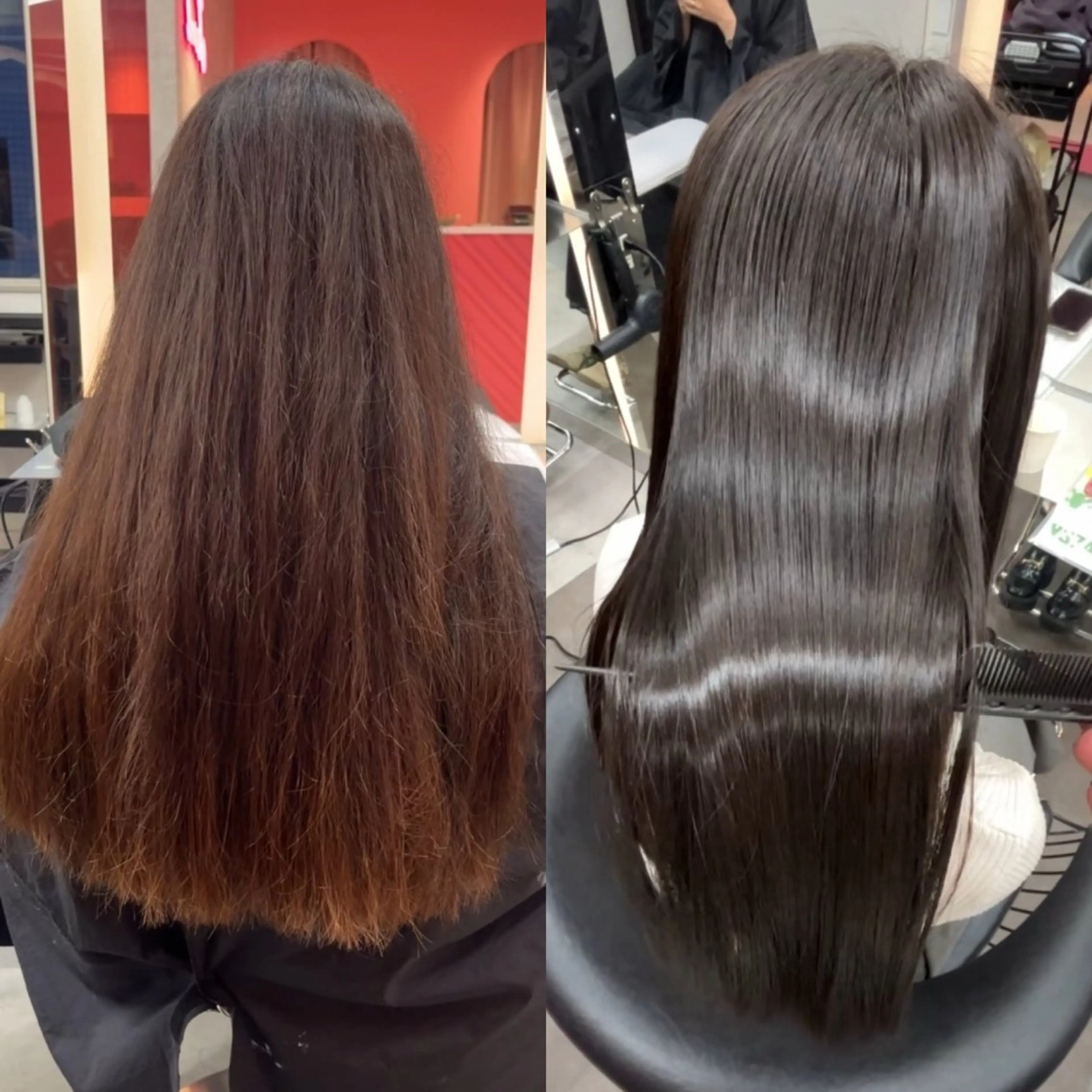 セミロング カラー カット 縮毛矯正 トリートメント 山崎/ボブ縮毛矯正 レイヤー髪質改善のヘアスタイル