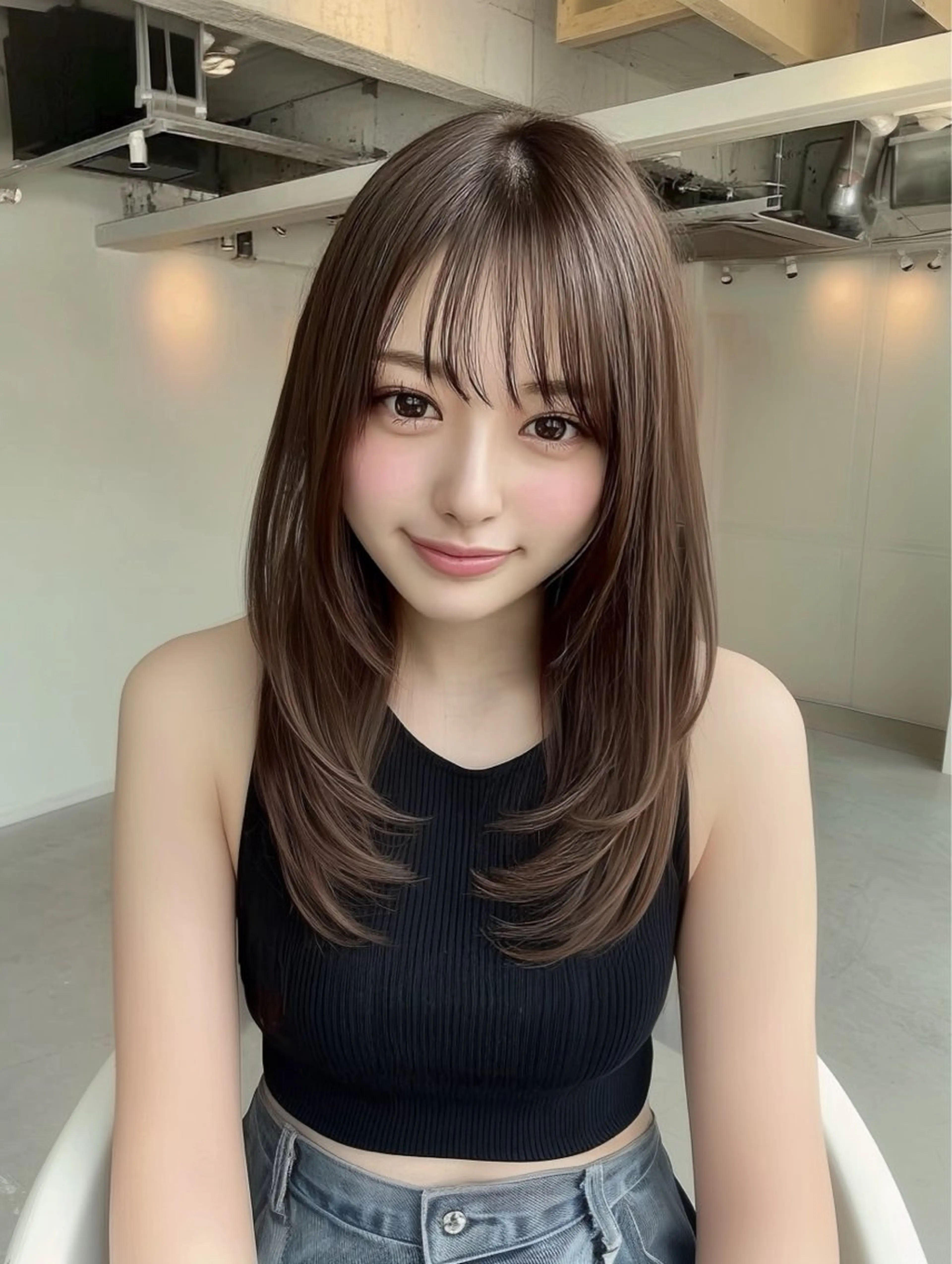 ミディアム レイヤー×ツヤカラー 渋谷/kougaのヘアスタイル