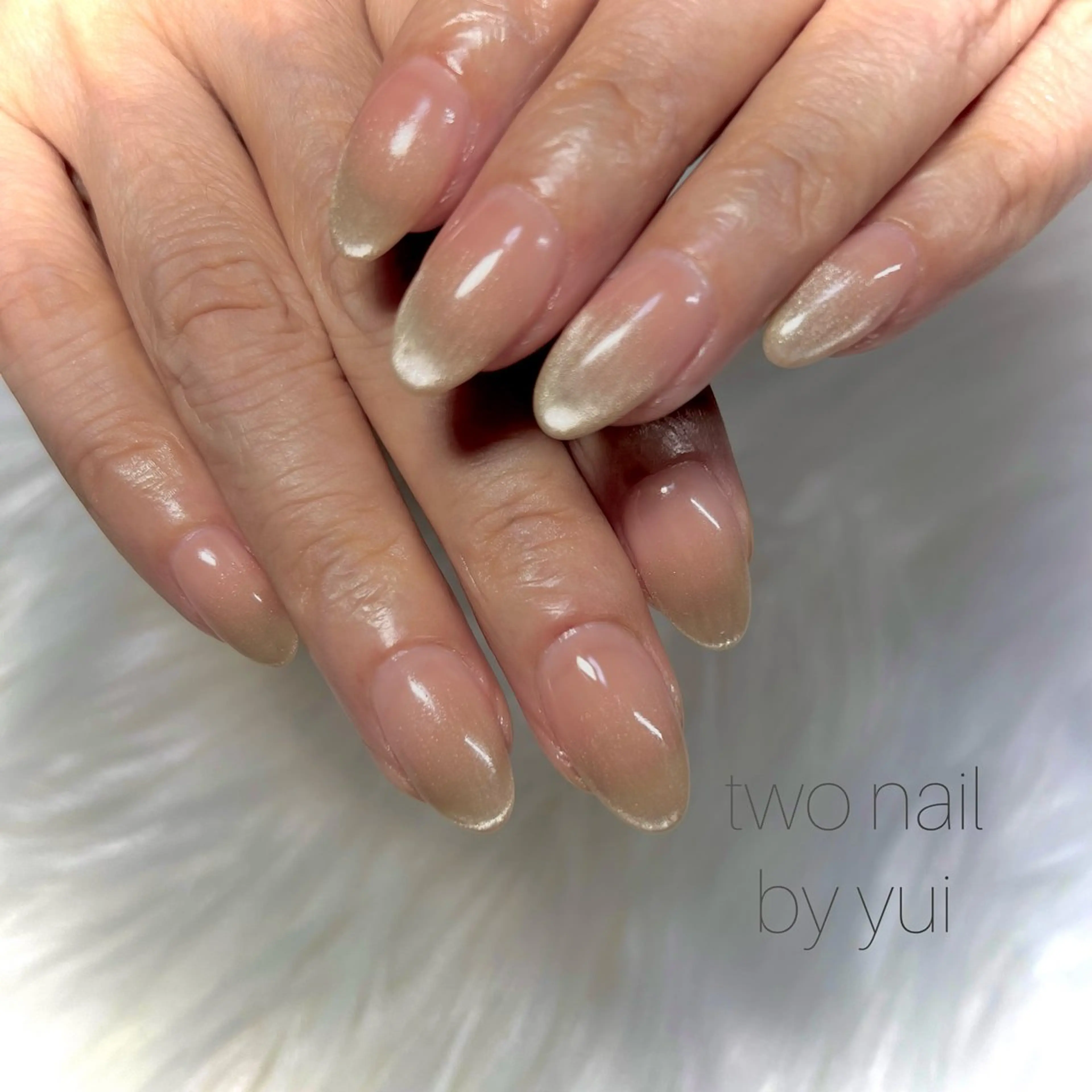 ネイル アートネイル ブラウン マグネットネイル ネイルチップ ホワイト ハンドネイル two nailのネイルデザイン