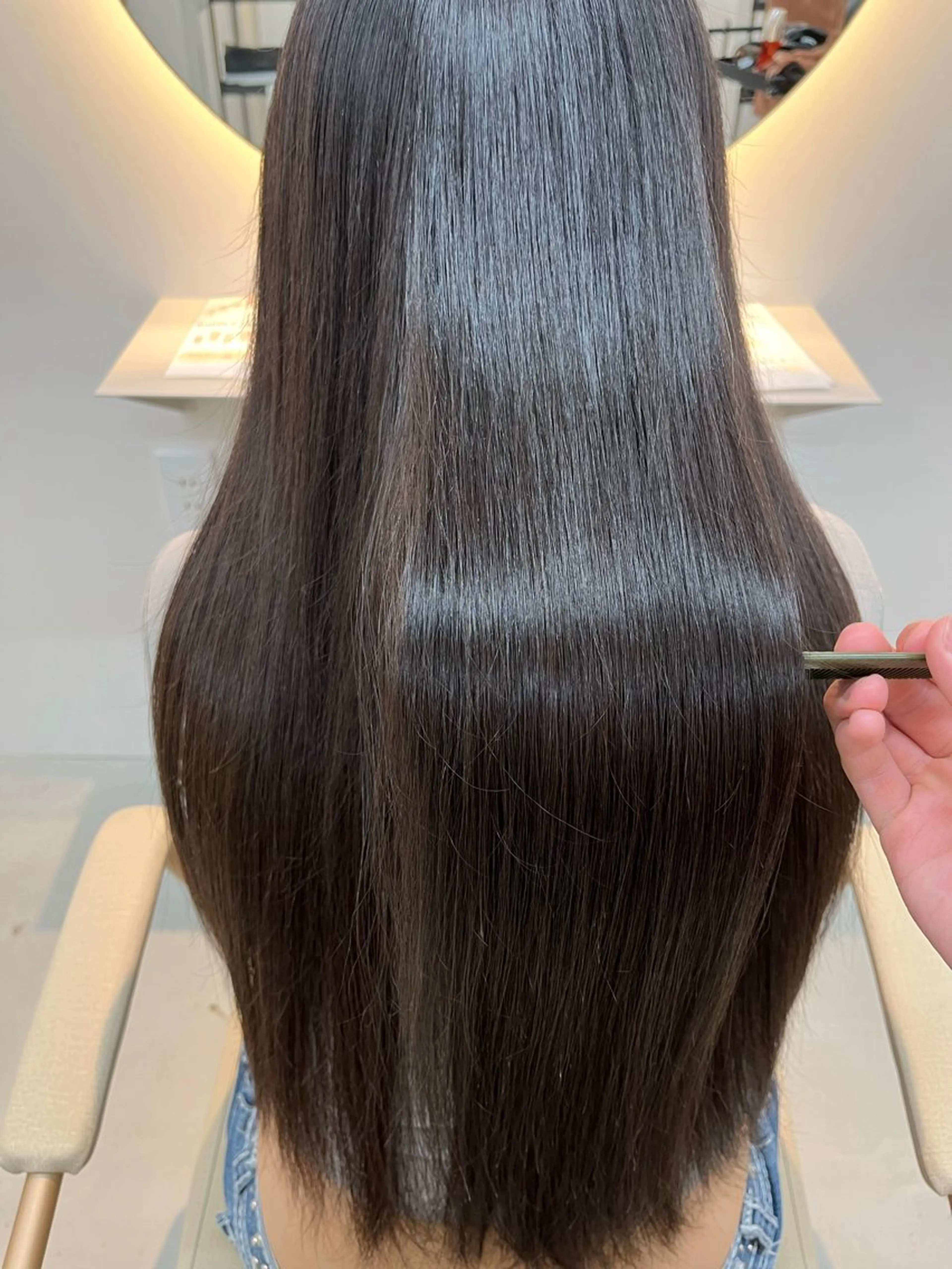 ロング アッシュ アッシュブラック 髪質改善 レイヤーカット ロング 透明感カラー/艶髪/ 高城潤也のヘアスタイル