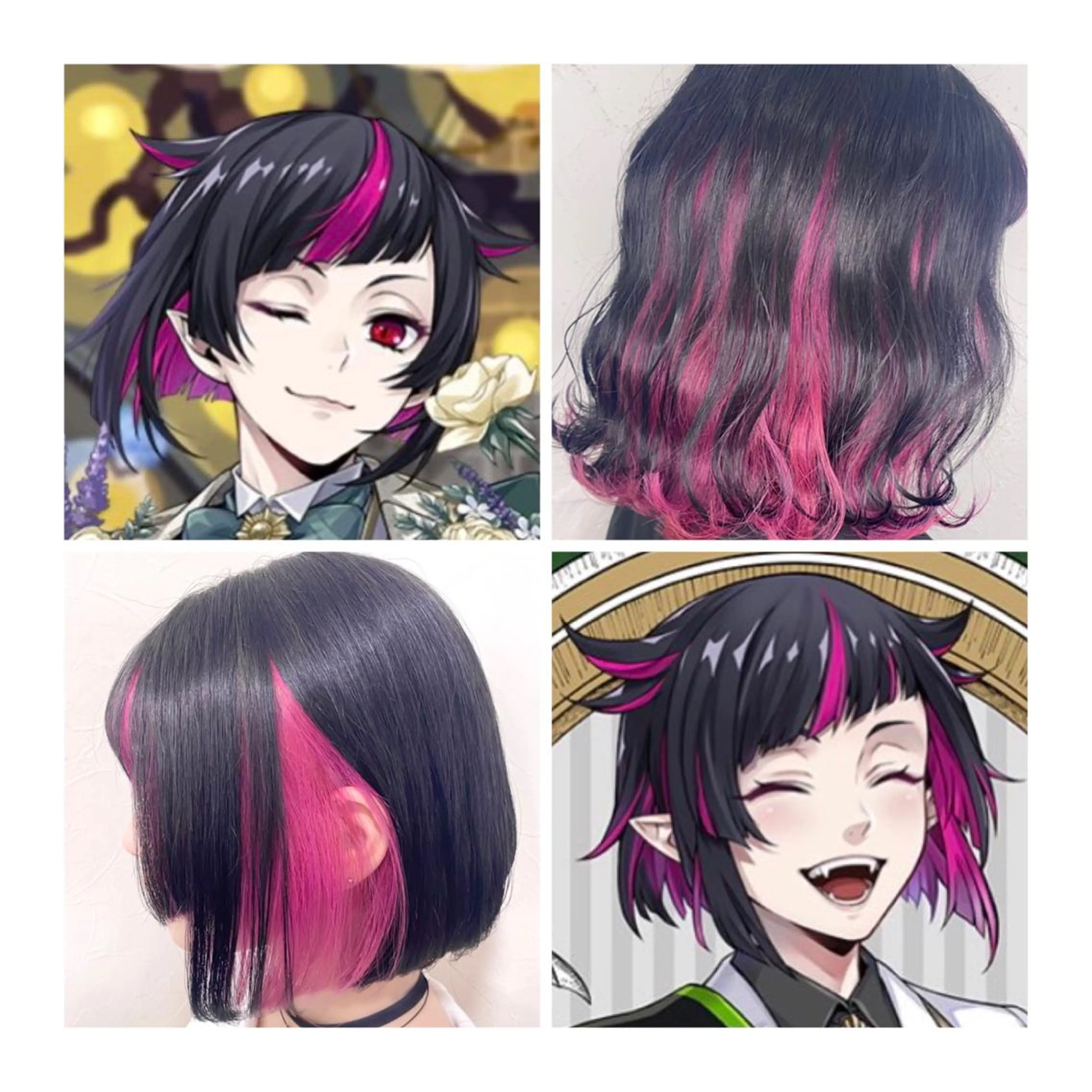 ショート カラー 黒髪 ピンクカラー GARU-ガル-所属・TSUNO🦖 派手髪/オタク美容師のヘアスタイル