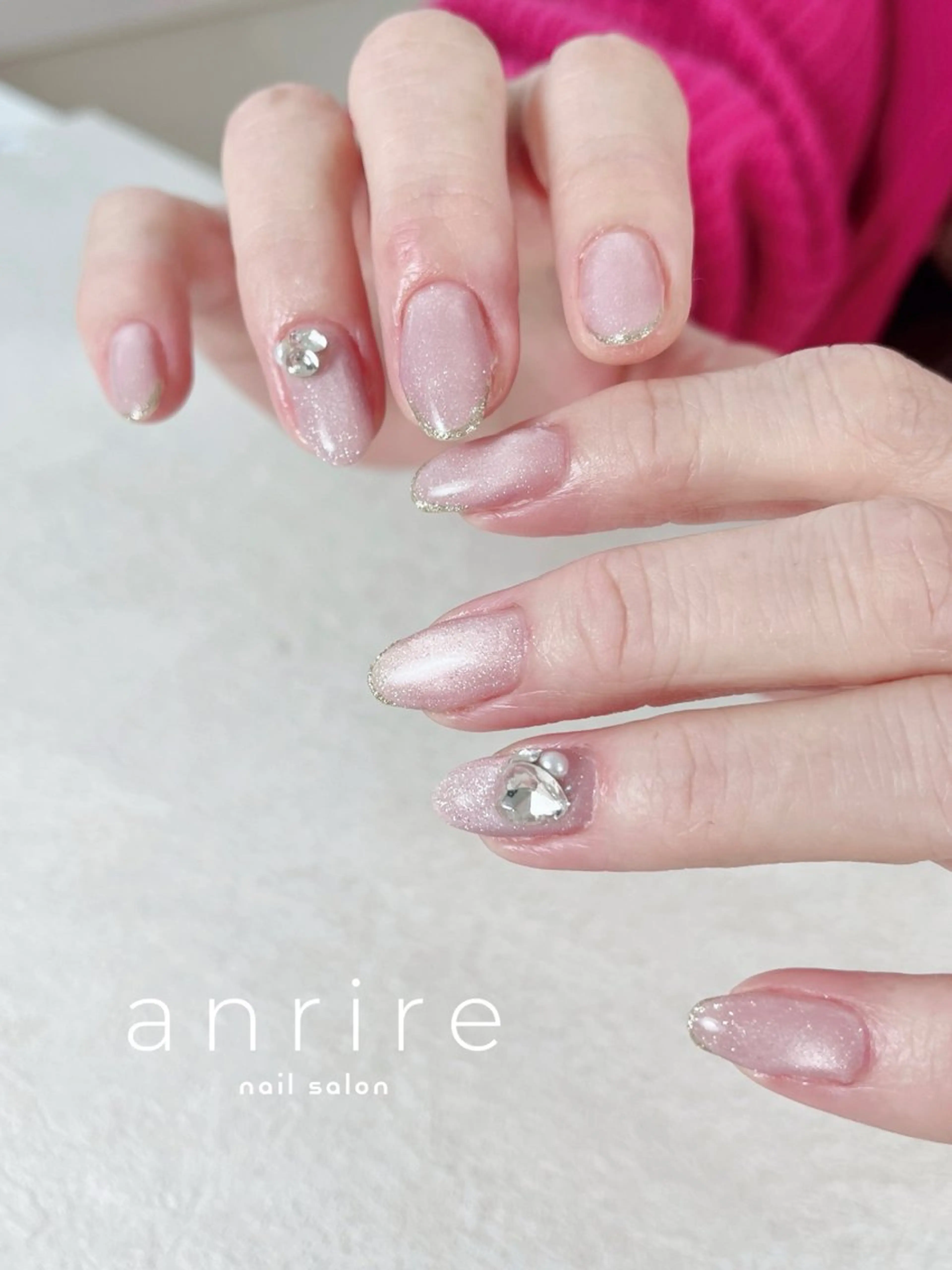 ネイル フラッシュネイル フラッシュマグ ジェルネイル ハート キラキラネイル ハンドネイル nail salon anrire〜アンリール〜所属・nailsalon anrireのネイルデザイン