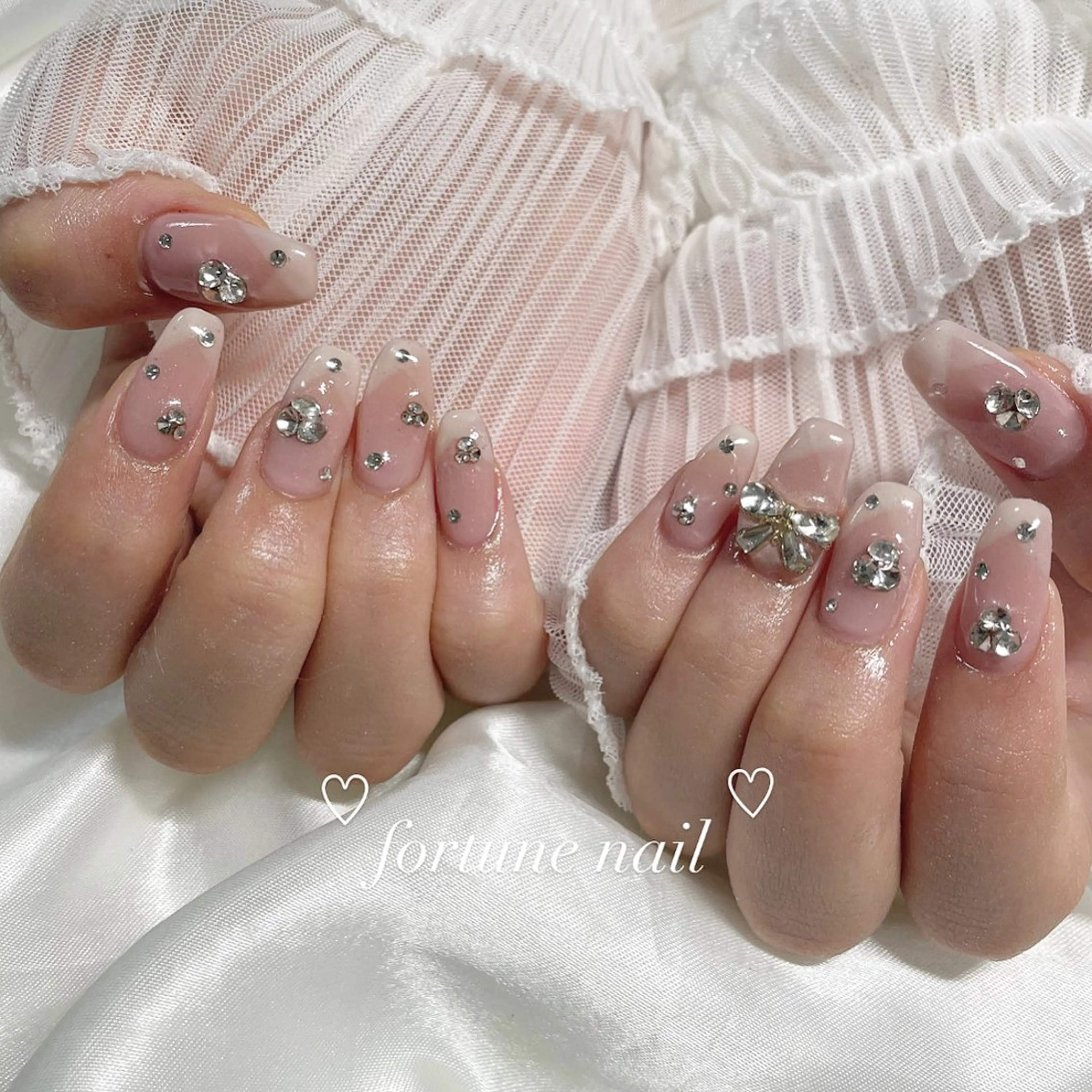 ネイル ドット フレンチネイル ガーリー ハート 韓国ネイル ハンドネイル ☆saori ☆のネイルデザイン