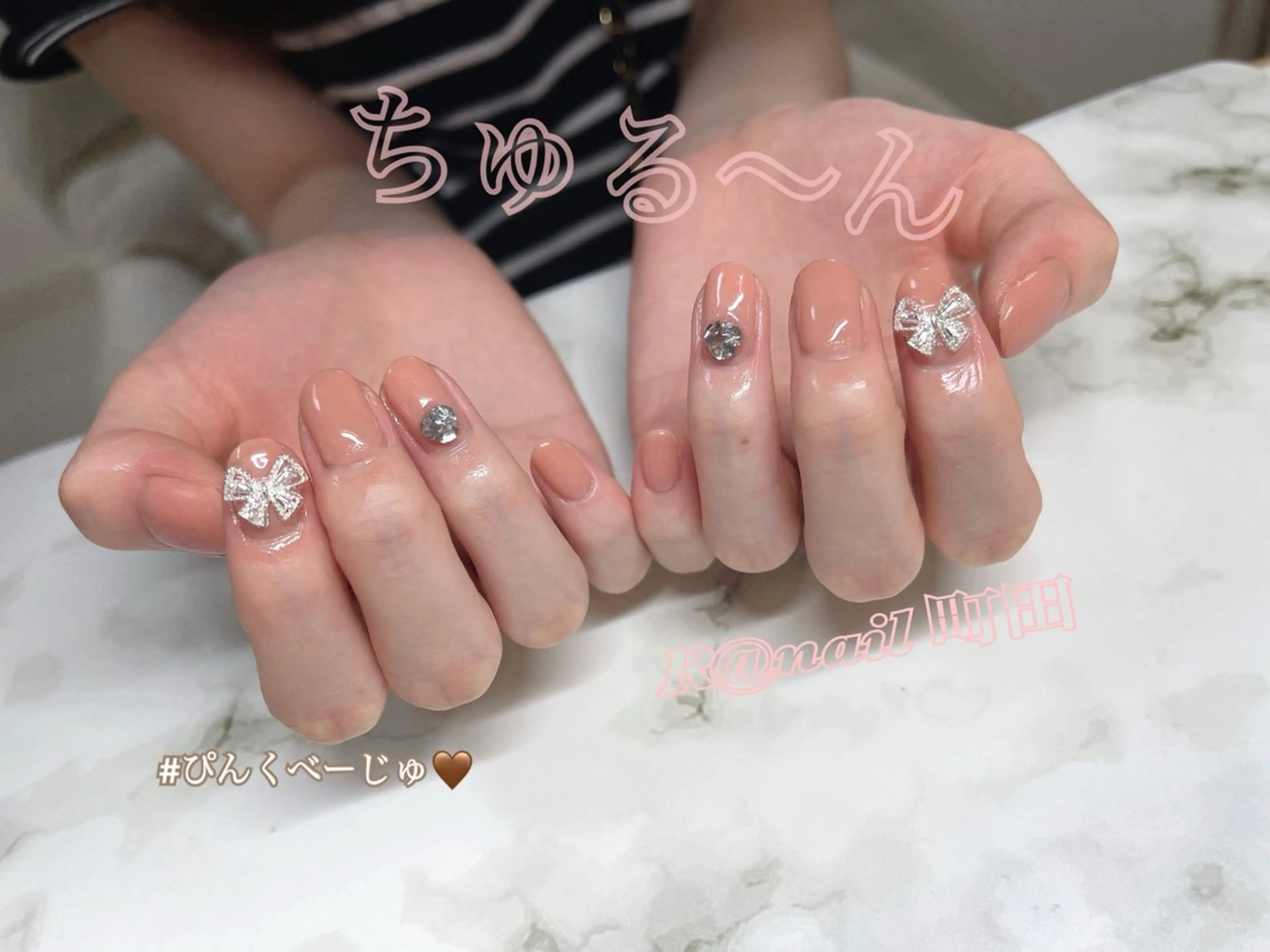 ネイル リボン ハンドネイル R@nail町田🫧所属・R@nail🫧町田 🫧らんのネイルデザイン