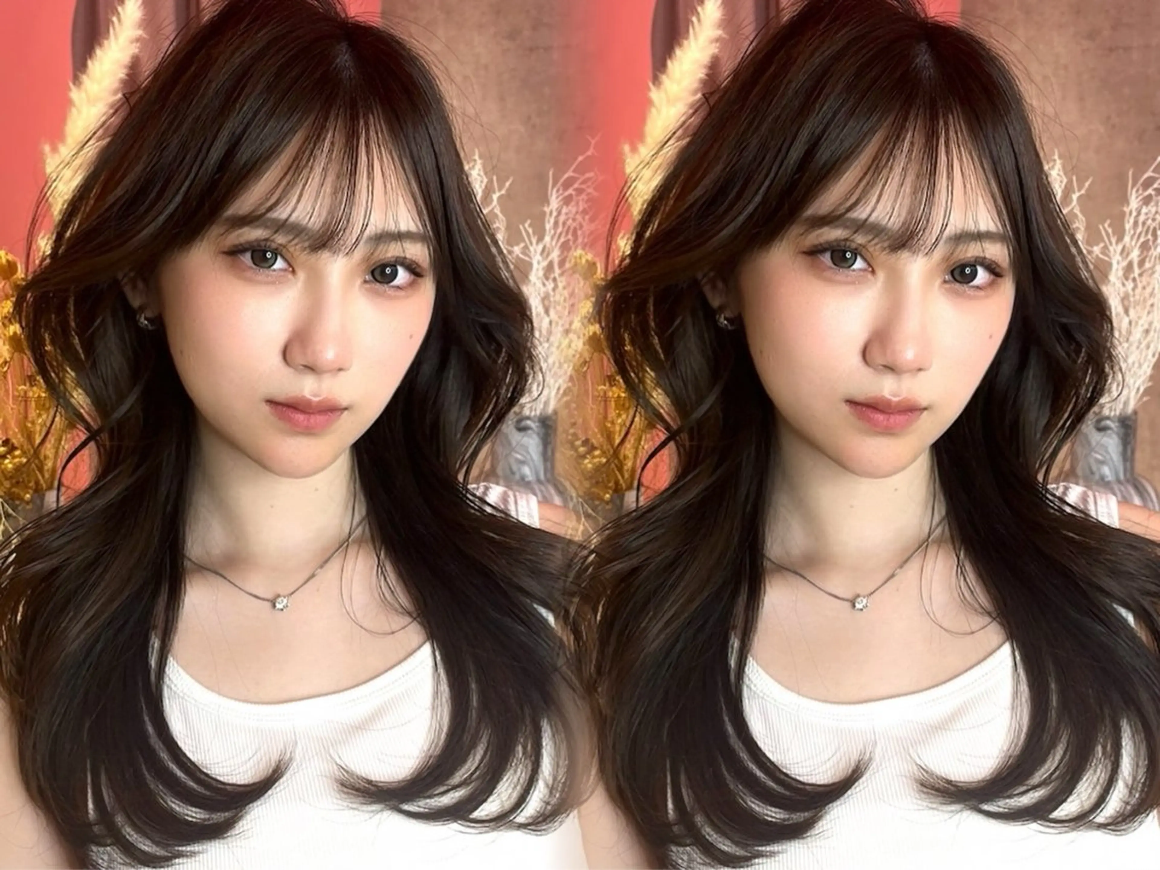 ロング カラー 山崎/ボブ縮毛矯正 レイヤー髪質改善のヘアスタイル