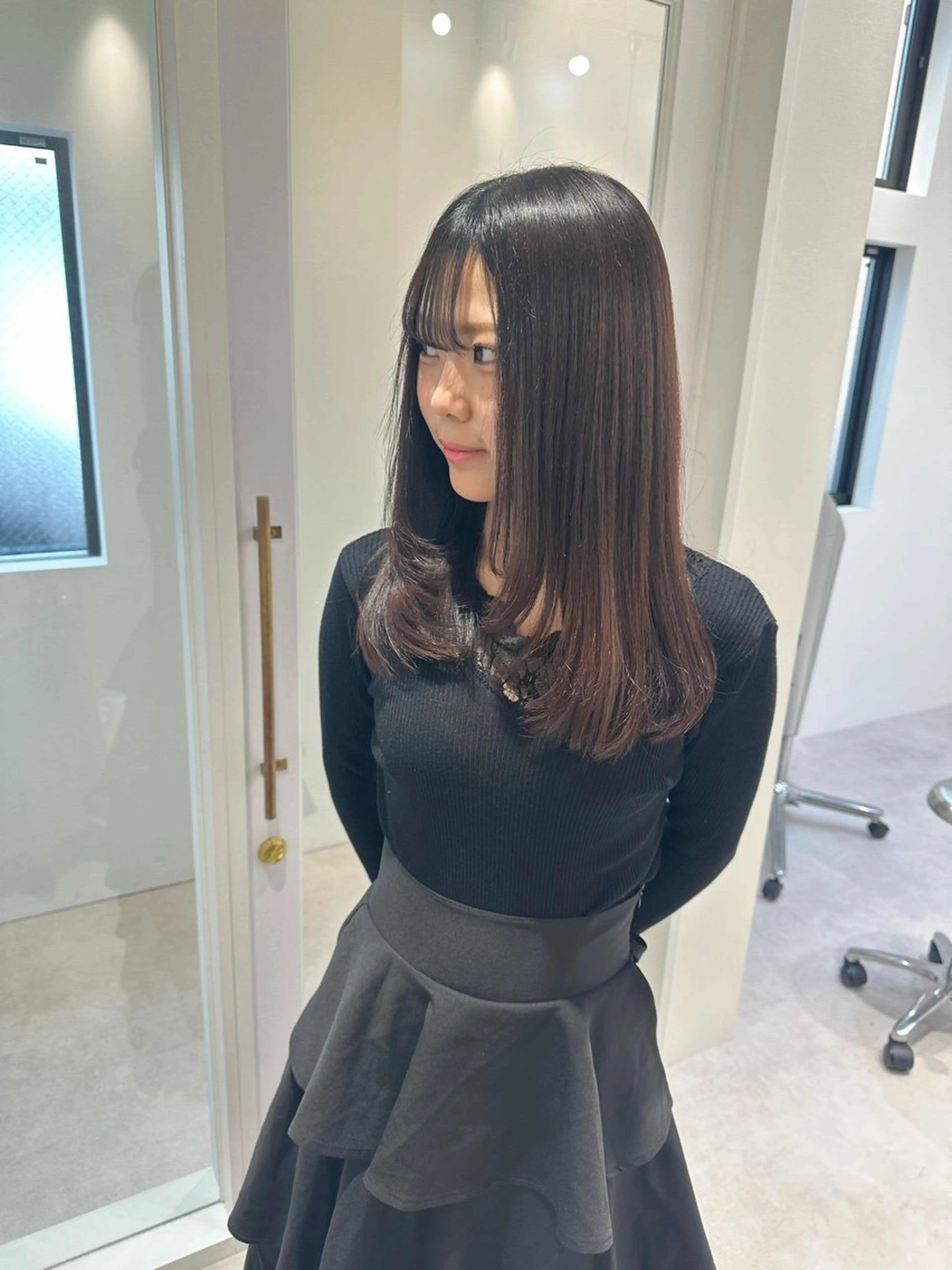 ミディアム カラー パーマ 髪質改善 レイヤーカット ストレートパーマ お洒落パーマ/ 艶カラー/michiのヘアスタイル