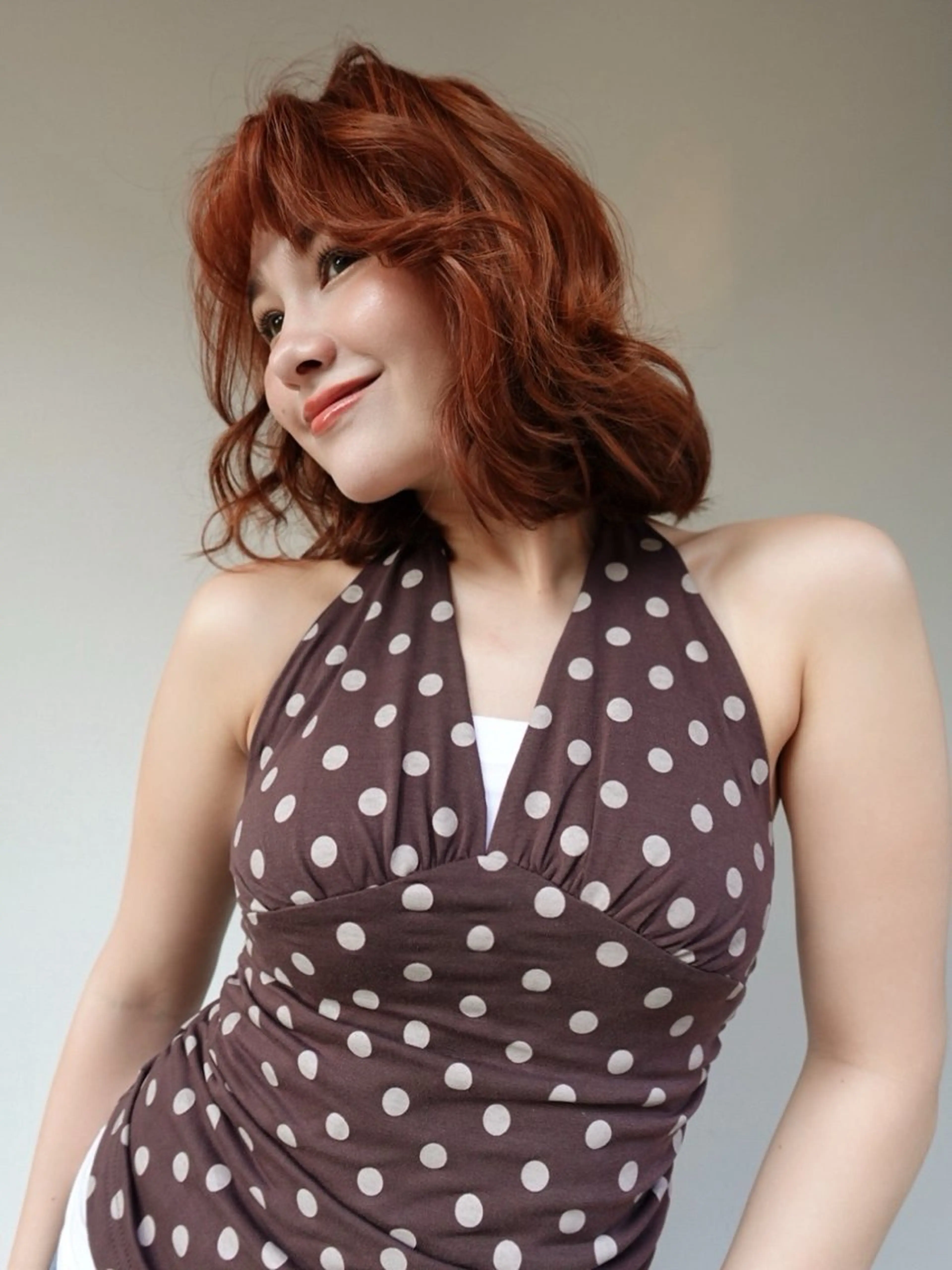 ミディアム カラー ボブレイヤー オレンジ ボブ レイヤーカット ナガミネアリサ/ 学芸大学/海外ヘアのヘアスタイル