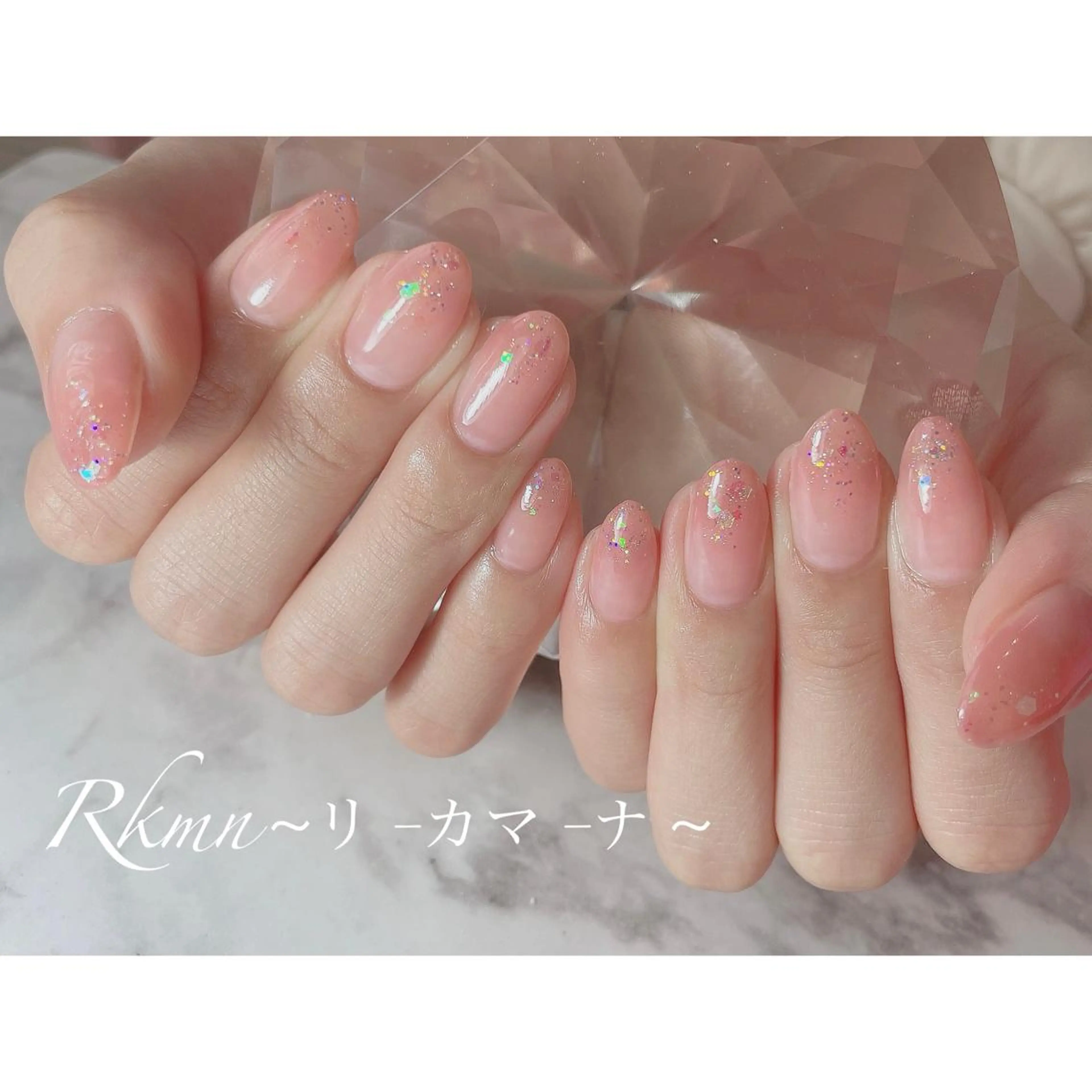 ネイル アートネイル グラデーション ラメ(グリッター) ピンク 春ネイル ハンドネイル フットネイル ハンドケア Rkmn ~リ-カマ-ナ~のネイルデザイン