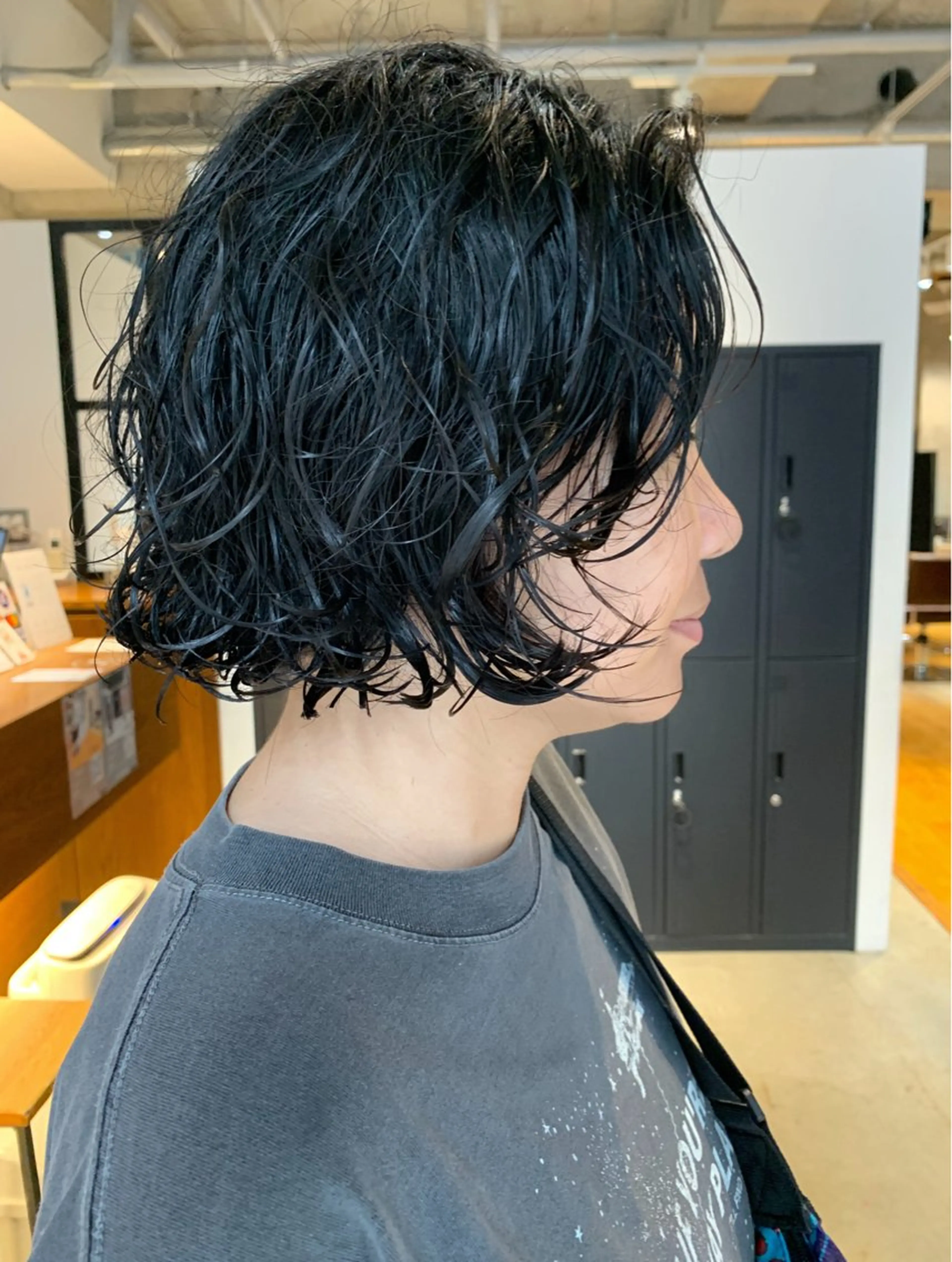 セミロング パーマ ボブ　くせ毛風パーマ 艶カラー/横山大樹のヘアスタイル