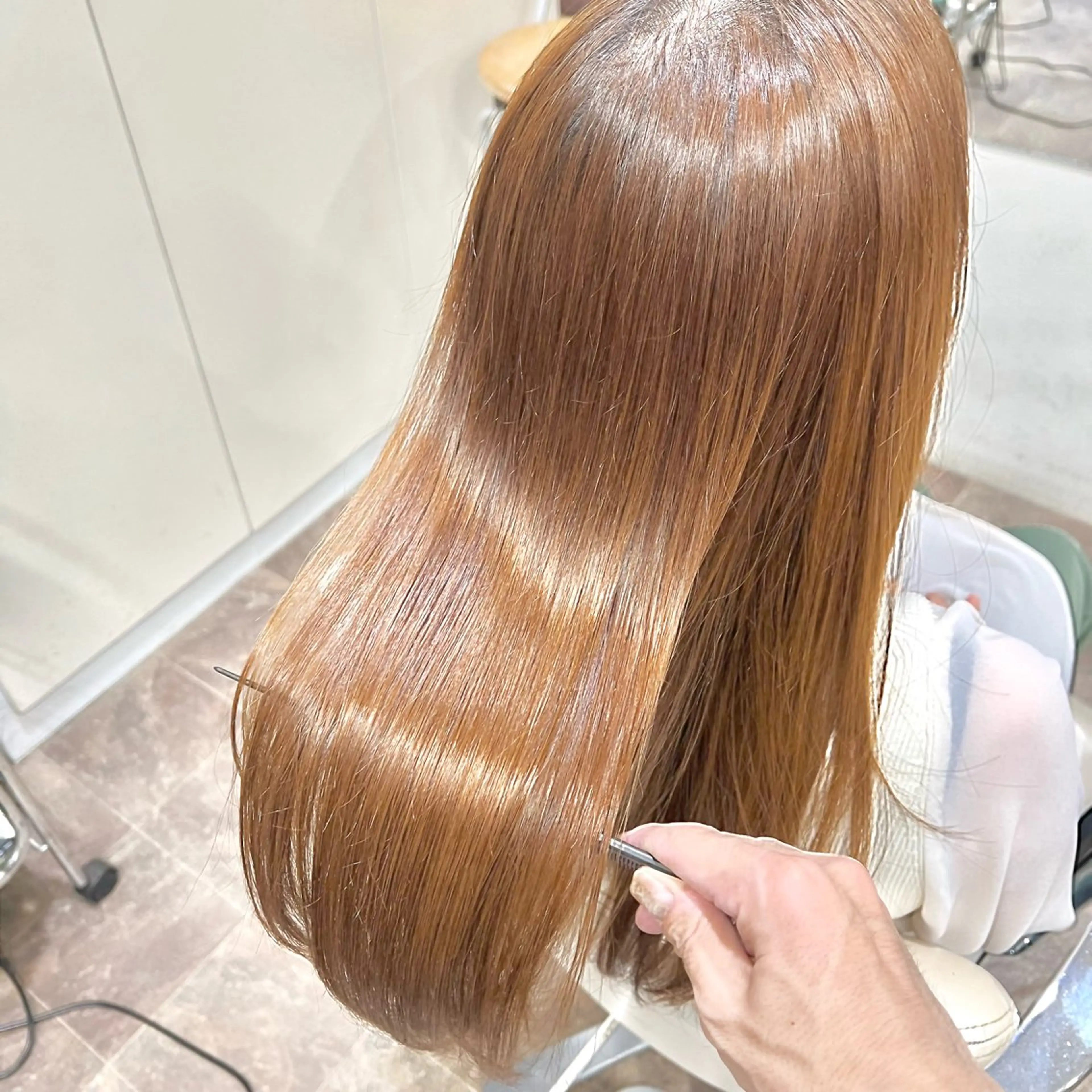 ロング カラー パーマ 髪質改善 縮毛矯正 カット ヘアカラー 縮毛矯正 スパークヘア所属・大人女性の縮毛矯正/ 艶髪職人/馬渕樹のヘアスタイル