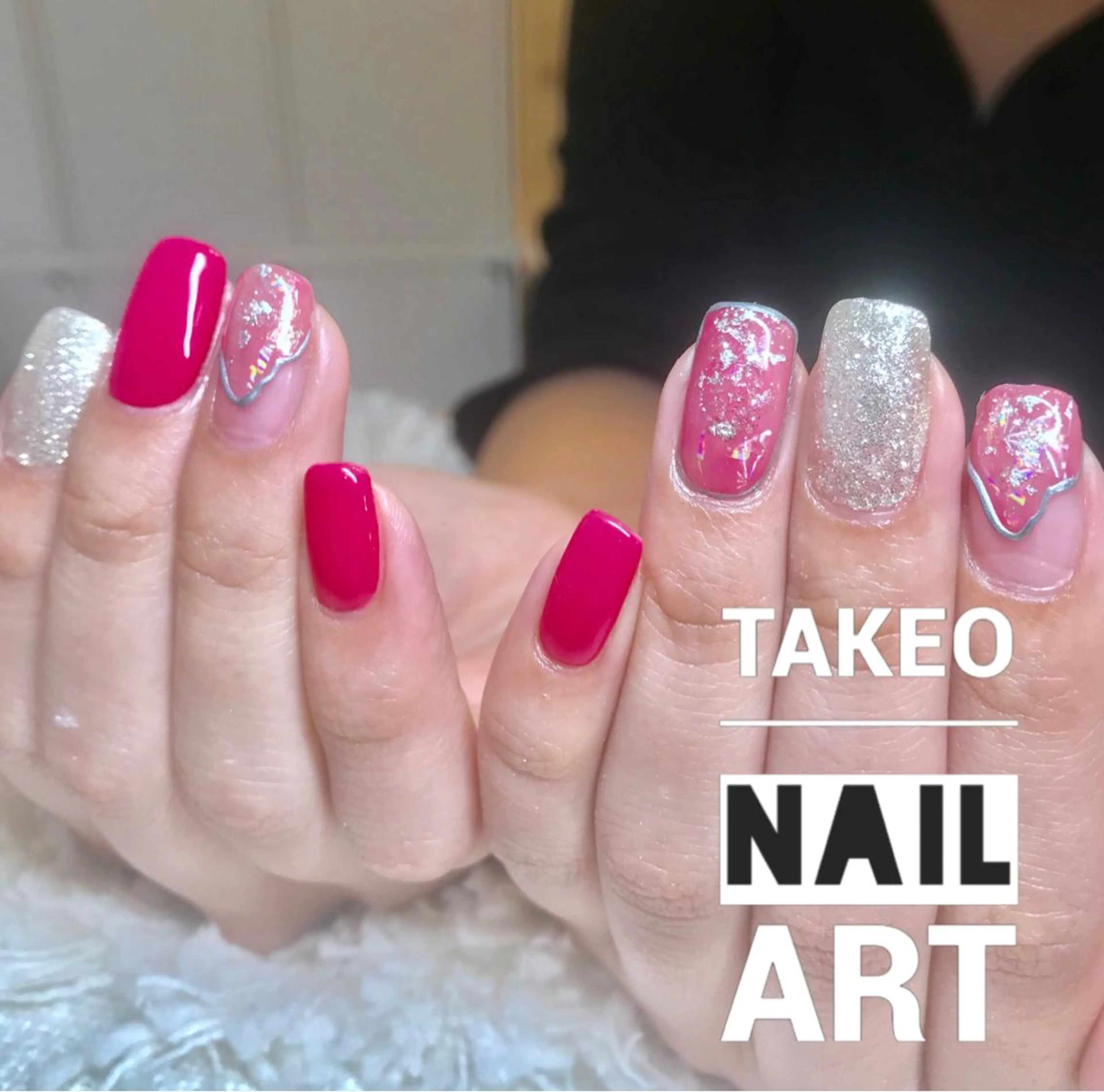 ミディアム ネイル ニュアンスネイル シルバー nail&eye Aoのマツエク・マツパデザイン