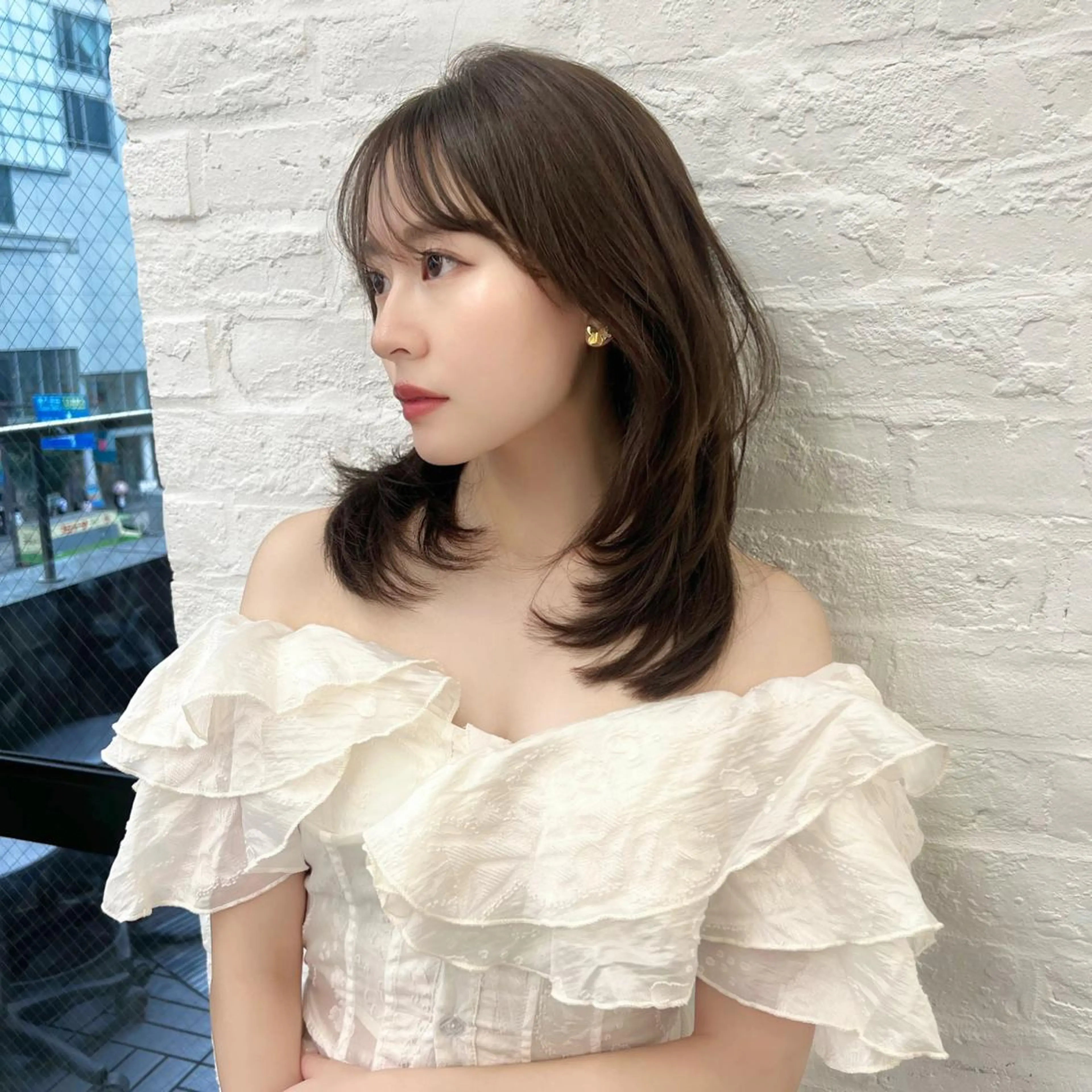ミディアム カラー 韓国ヘア♡ 顔まわりカットayaのヘアスタイル