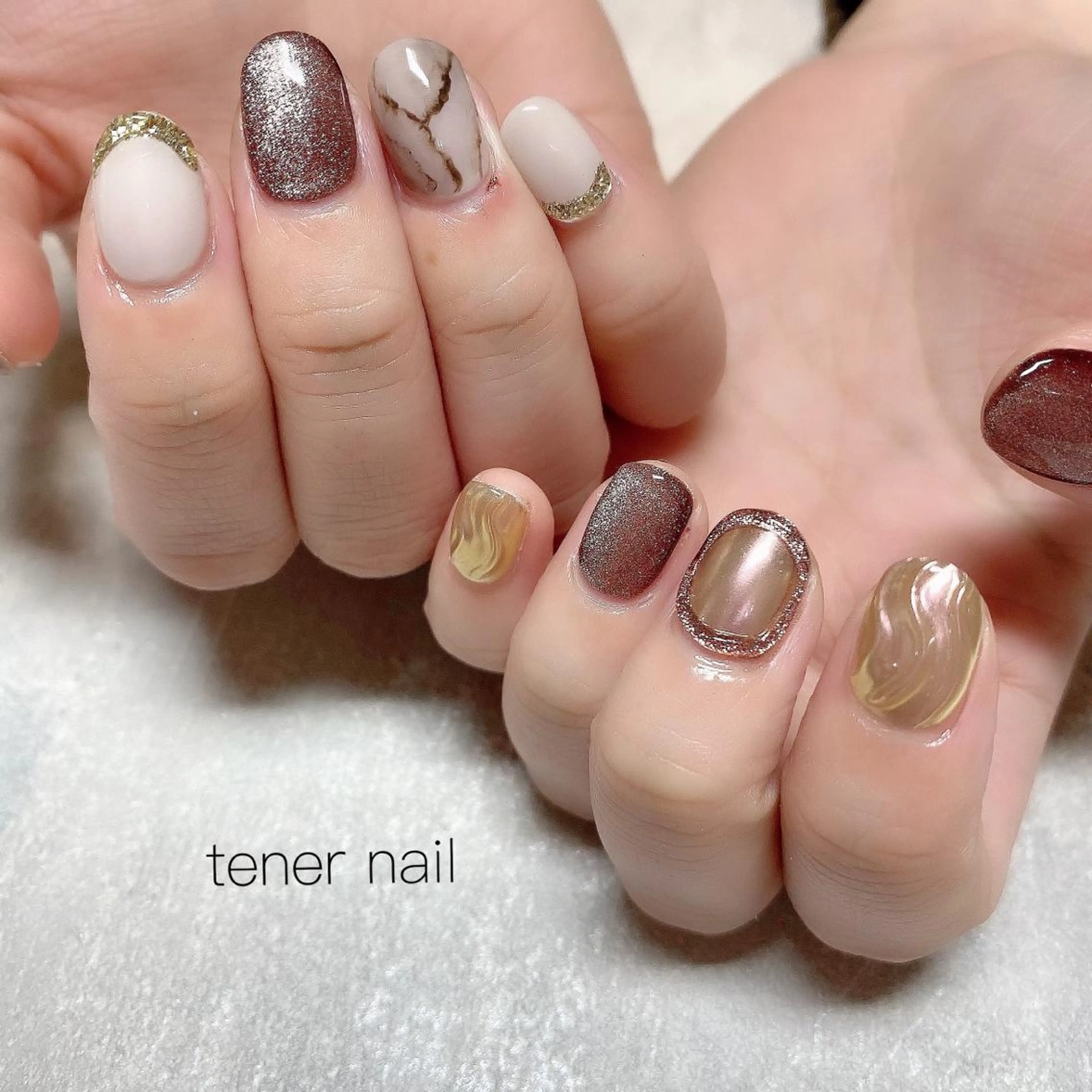 ネイル 大理石ネイル(マーブル) ミラーネイル tener  nail  テネルネイル所属・テネルネイル tener nailのネイルデザイン