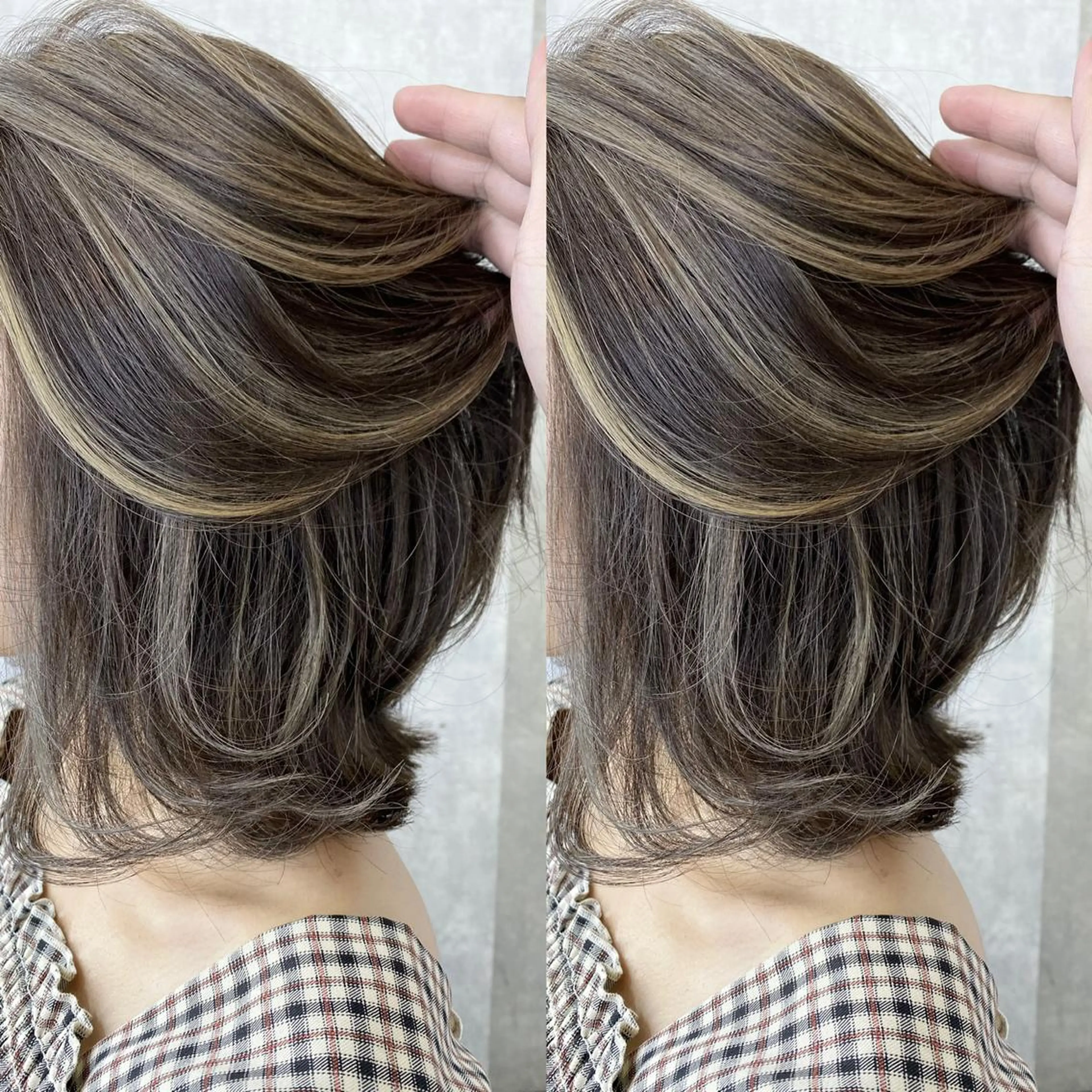 ミディアム カラー バレイヤージュ ベージュカラー ブリーチ ブロンド ケアブリーチ カット ヘアカラー トリートメント ヘッドスパ 韓国風×透明感カラー 髪質改善オタベシンヤのヘアスタイル