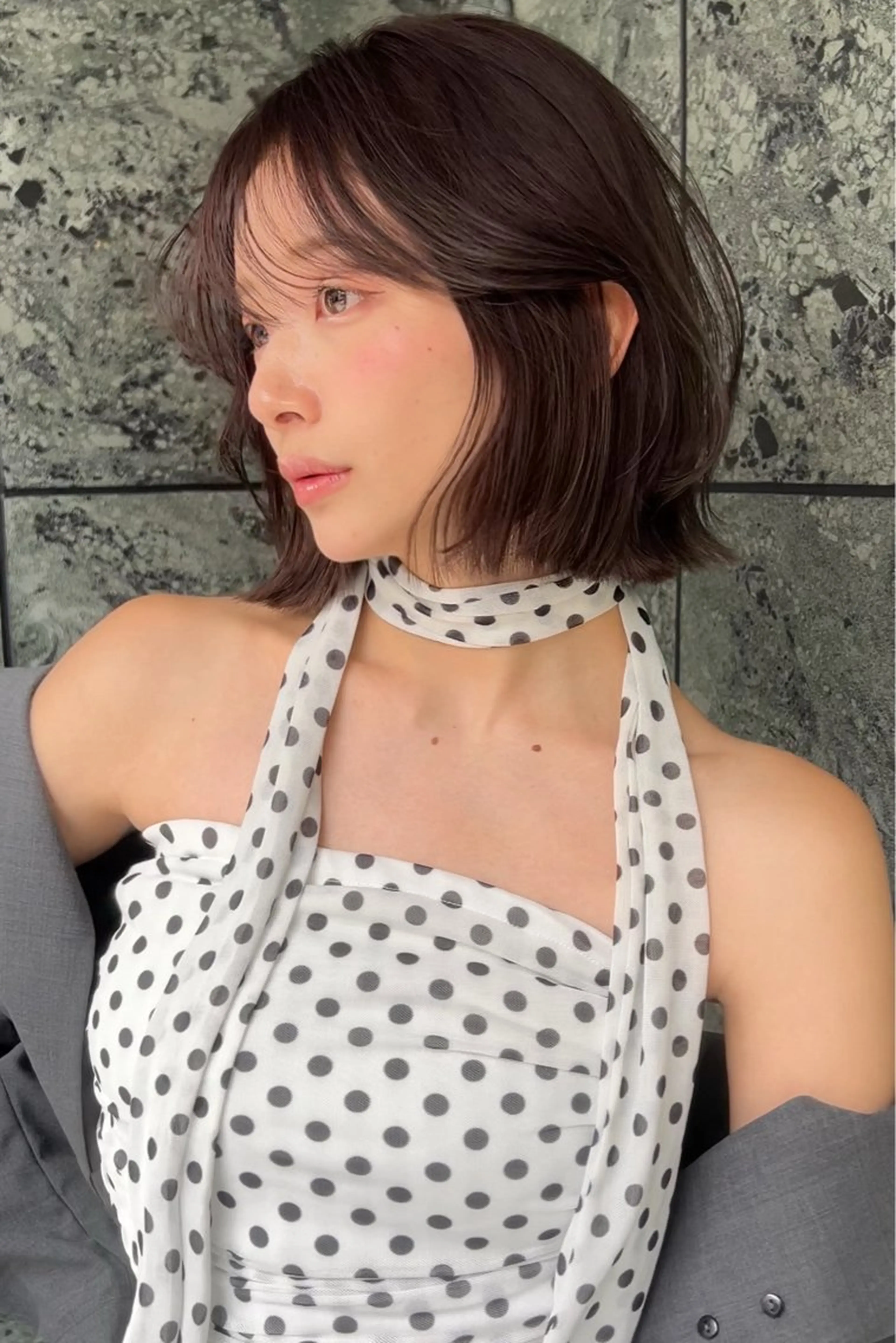 ミディアム カラー カット ヘアカラー 小顔ボブ jilblanカホのヘアスタイル