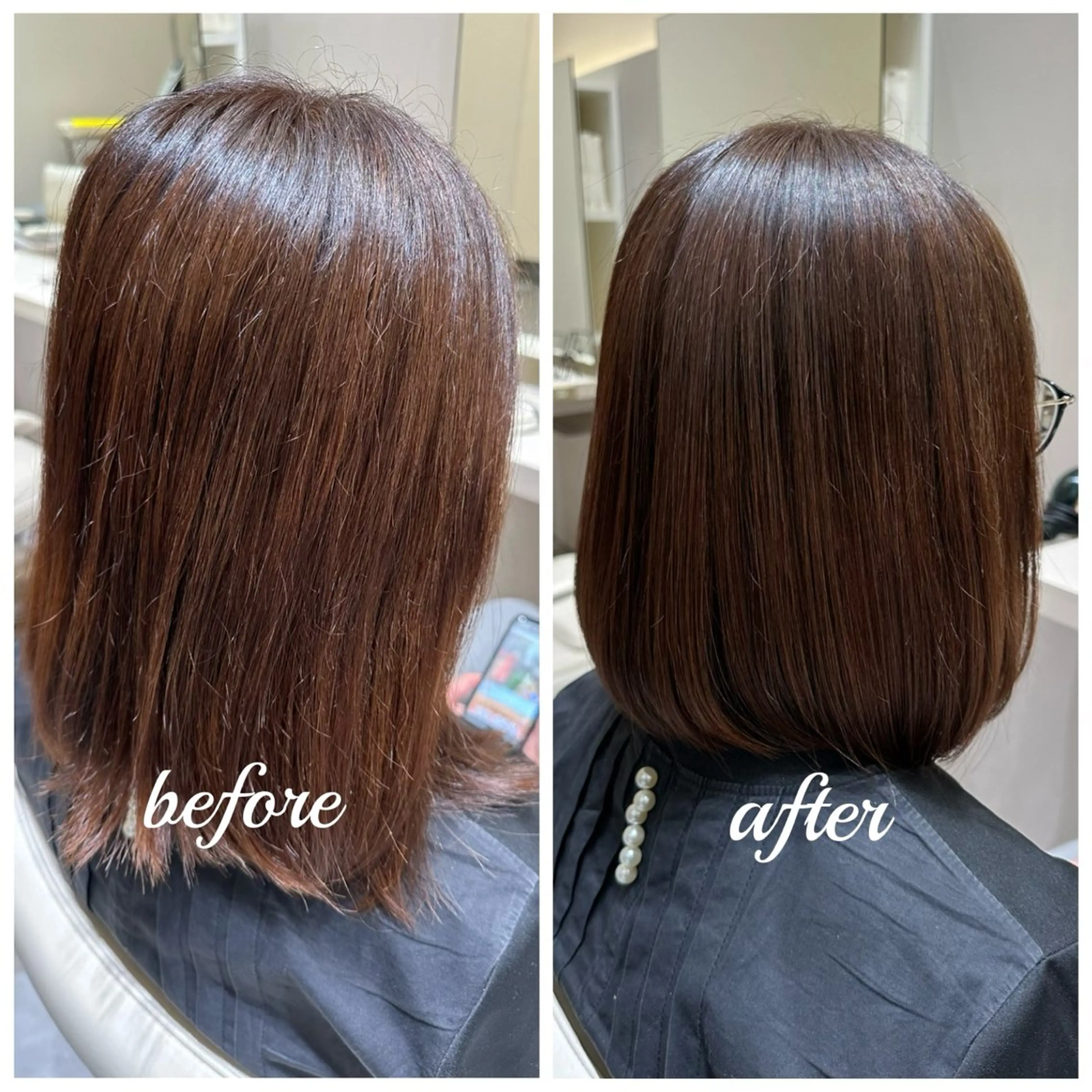 ミディアム カット 縮毛矯正 西宮ガーデンズ k-two土田陸登のヘアスタイル