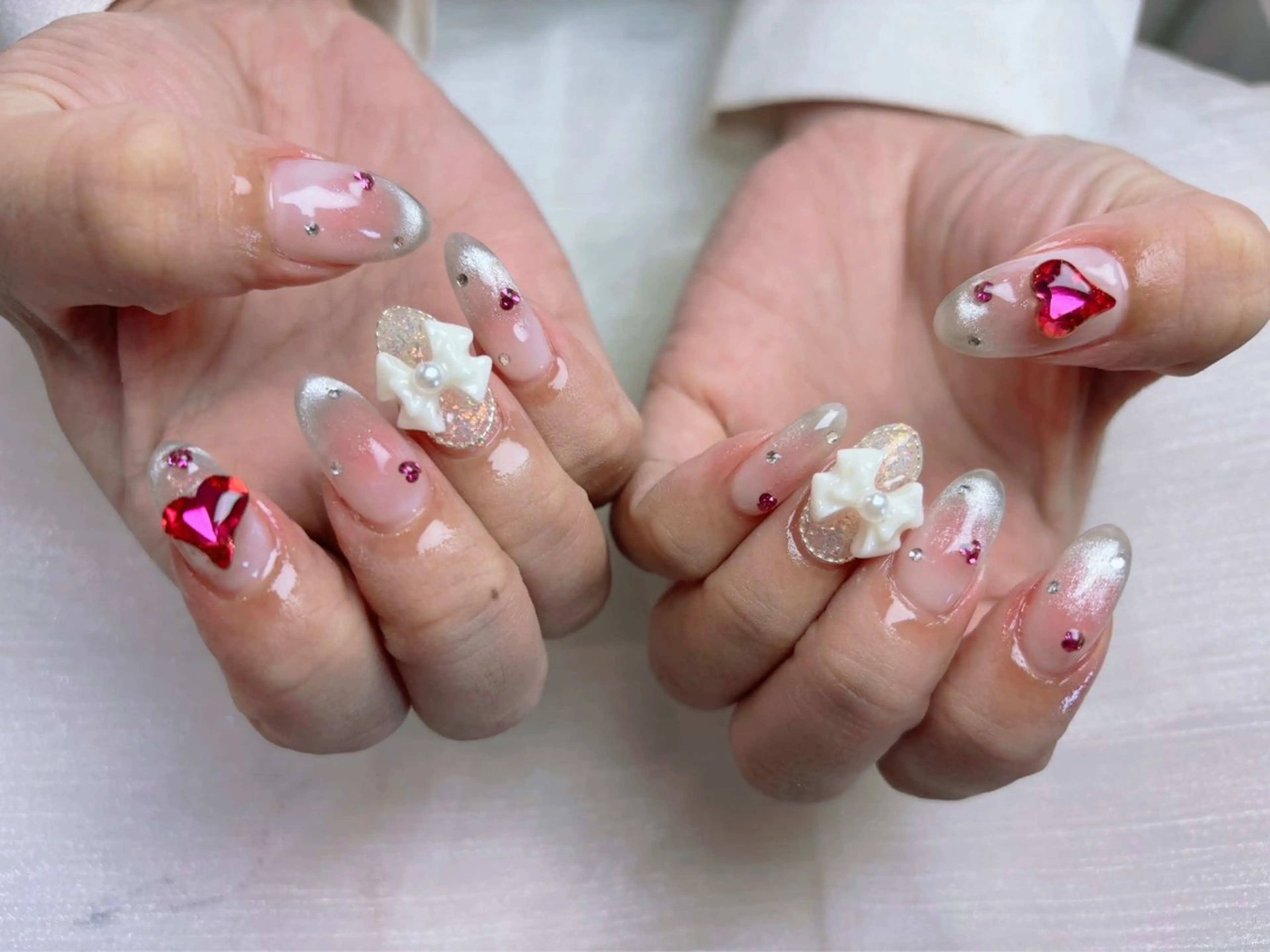 ネイル アートネイル フットネイル フレンチネイル ジェルネイル ハート Babarla Nailのネイルデザイン