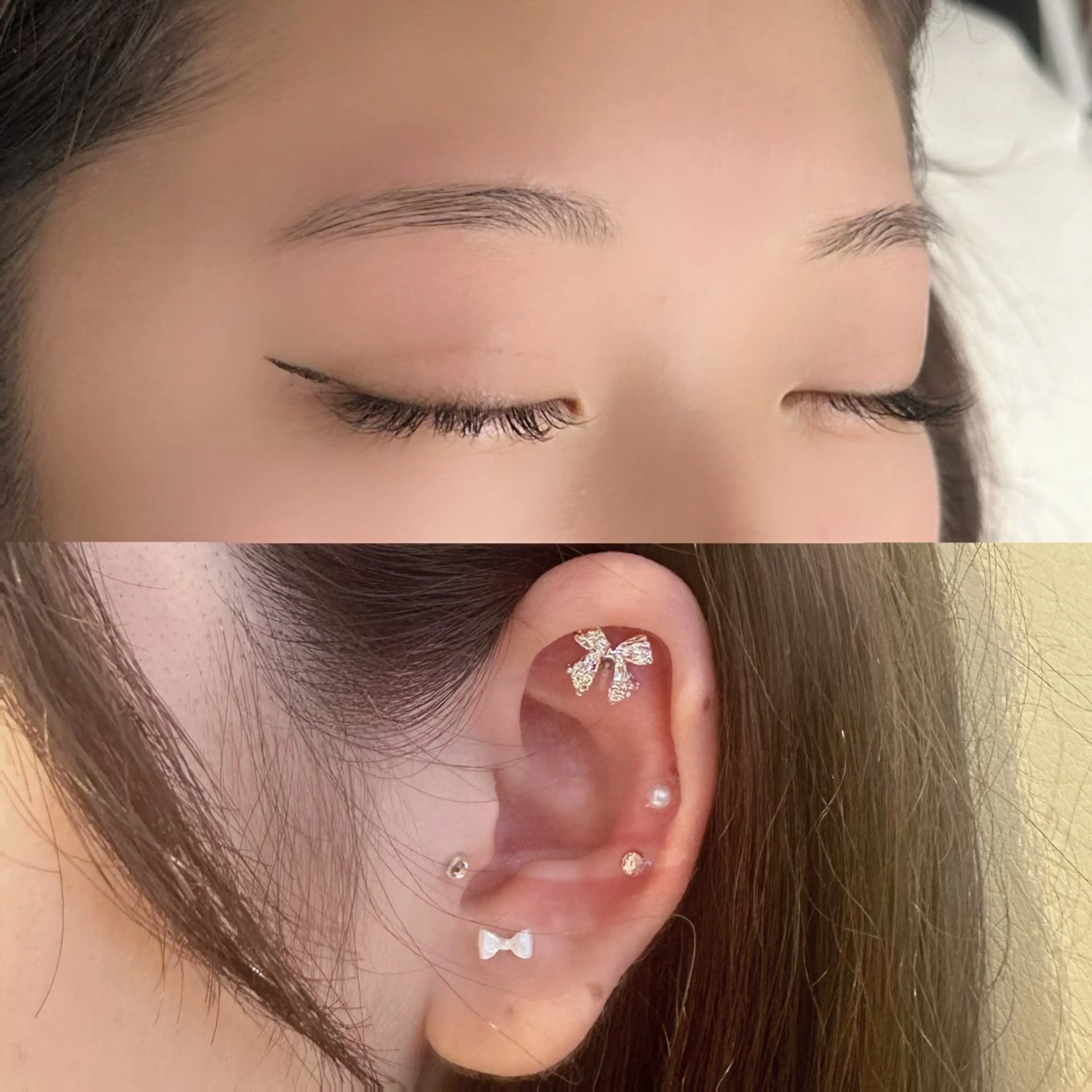 アイブロウワックス+眉カット&耳つぼジュエリー10粒《間引き込み》の写真