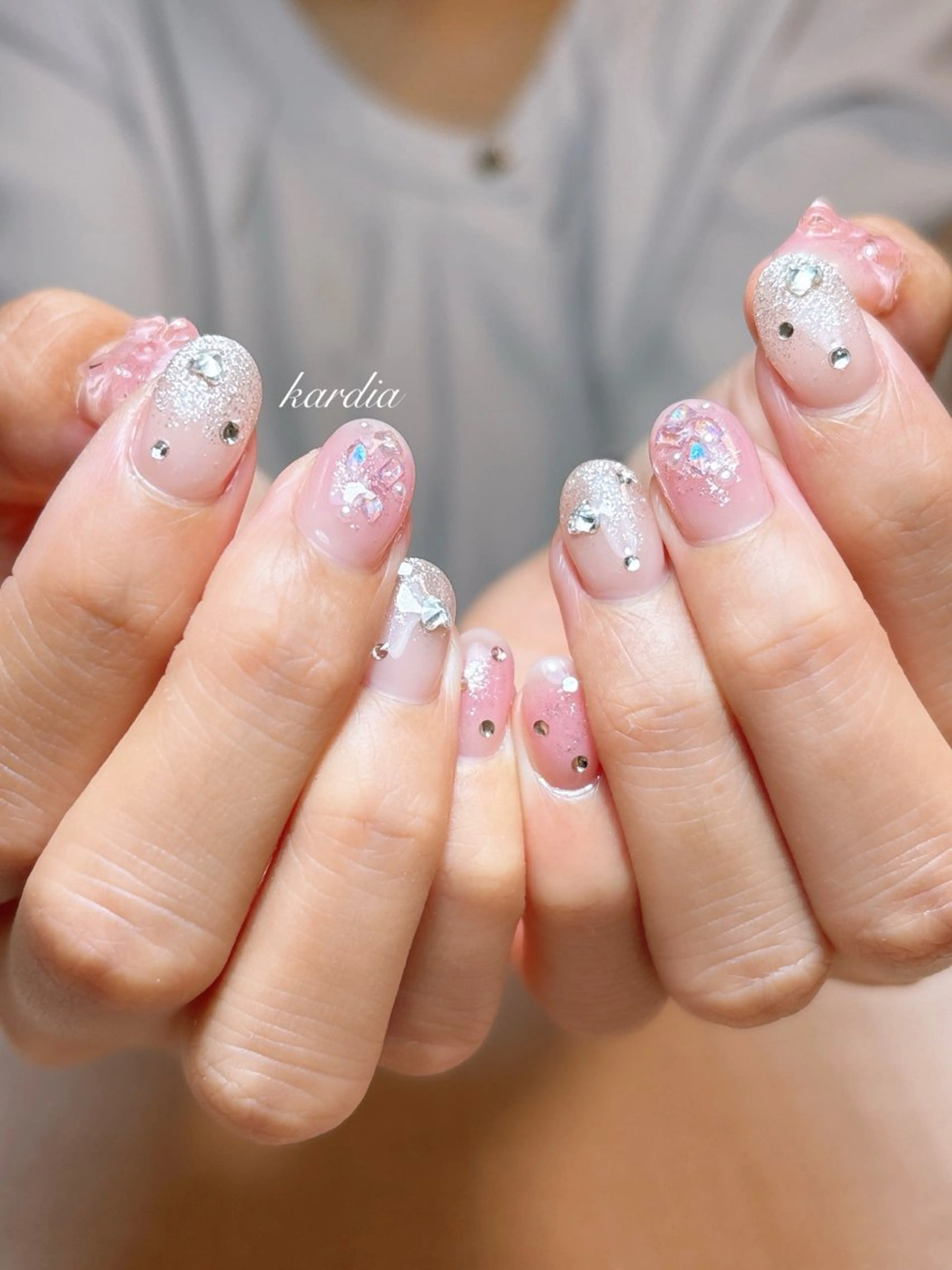 ネイル ハンドネイル καρδιά -ｶﾙﾃﾞｨｱ-のネイルデザイン