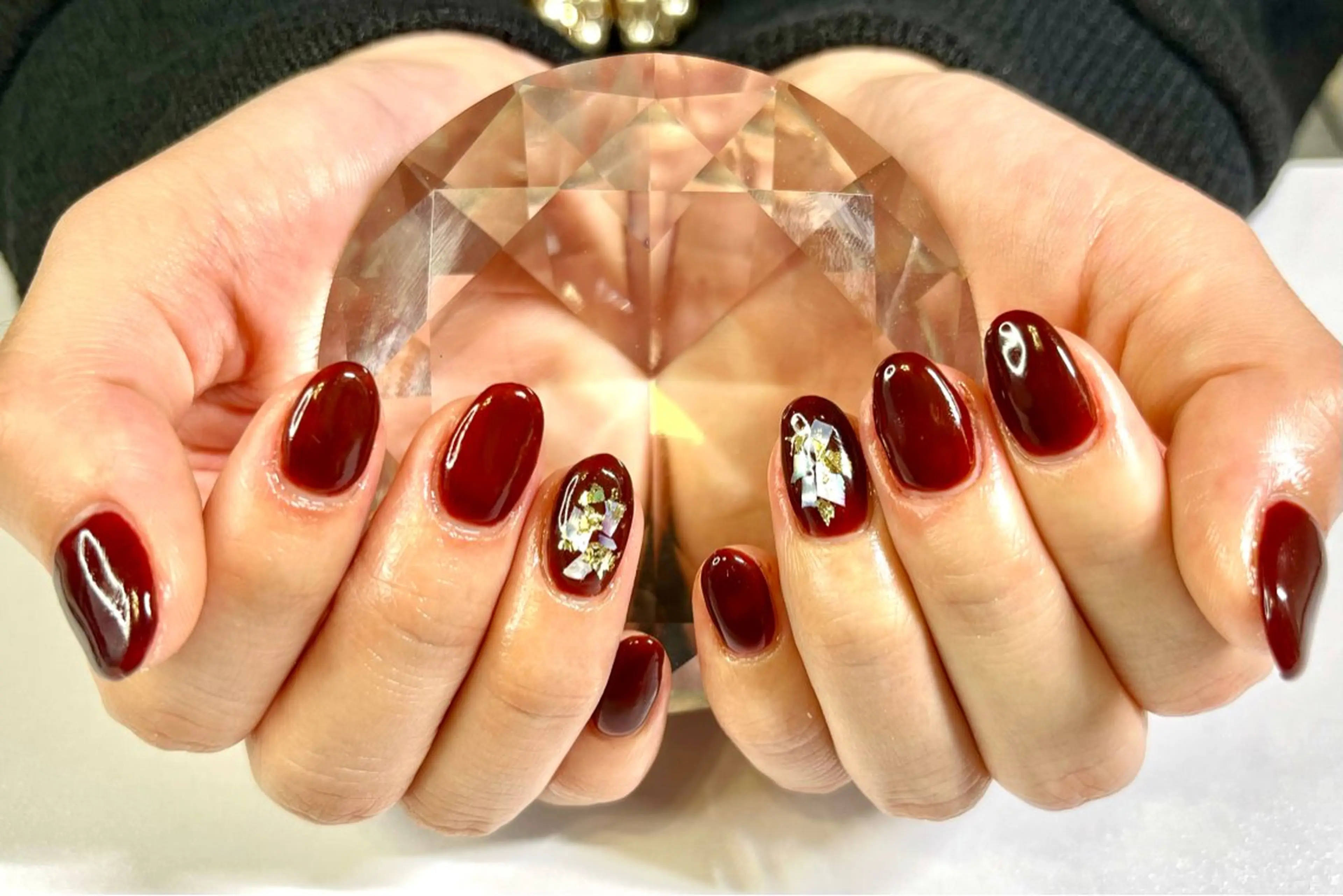 ネイル ボルドー オフィスネイル ワンカラーネイル シンプルネイル ハンドネイル プライベートサロン N's Nailのネイルデザイン