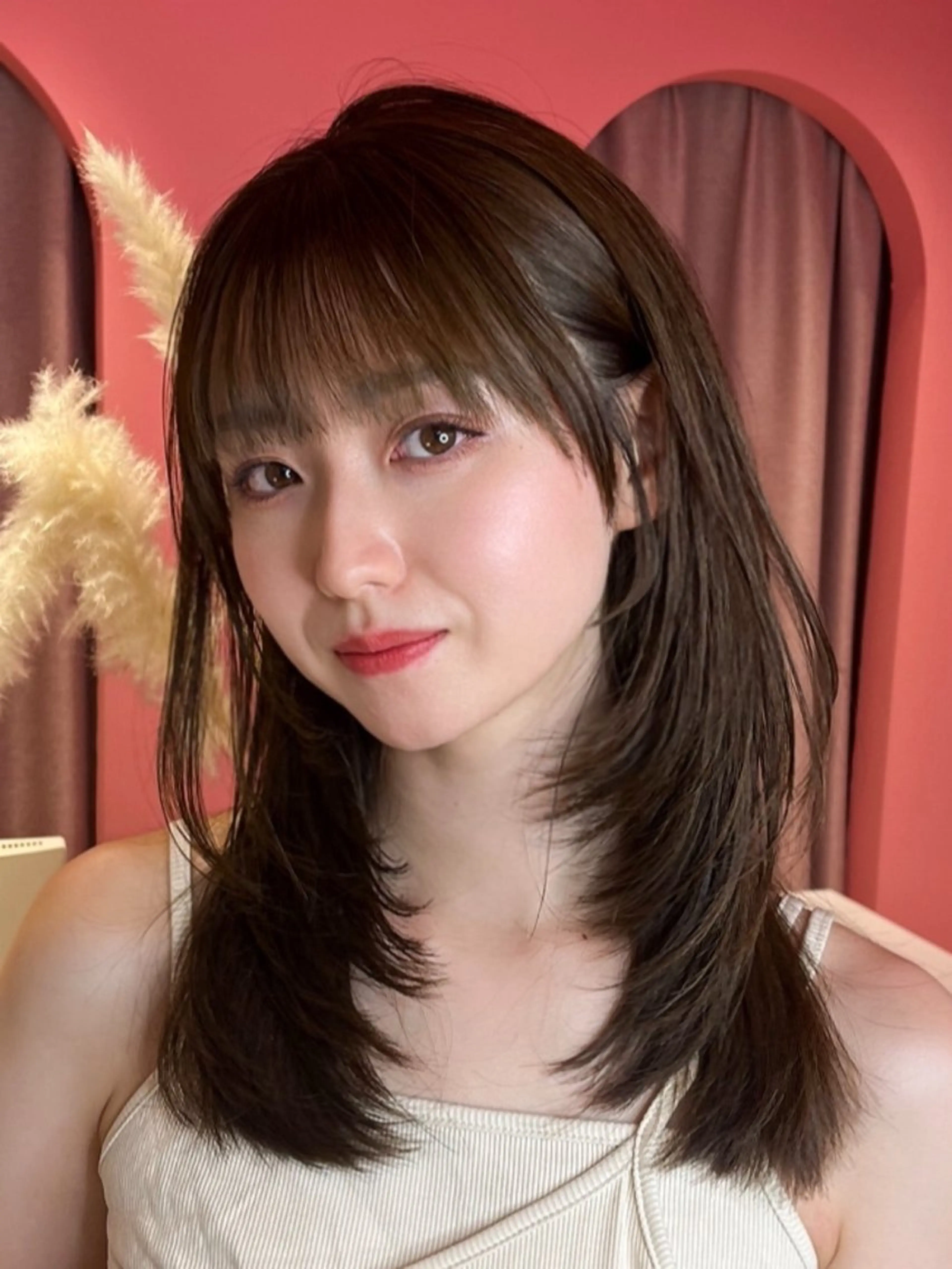 ミディアム カラー 山崎/ボブ縮毛矯正 レイヤー髪質改善のヘアスタイル