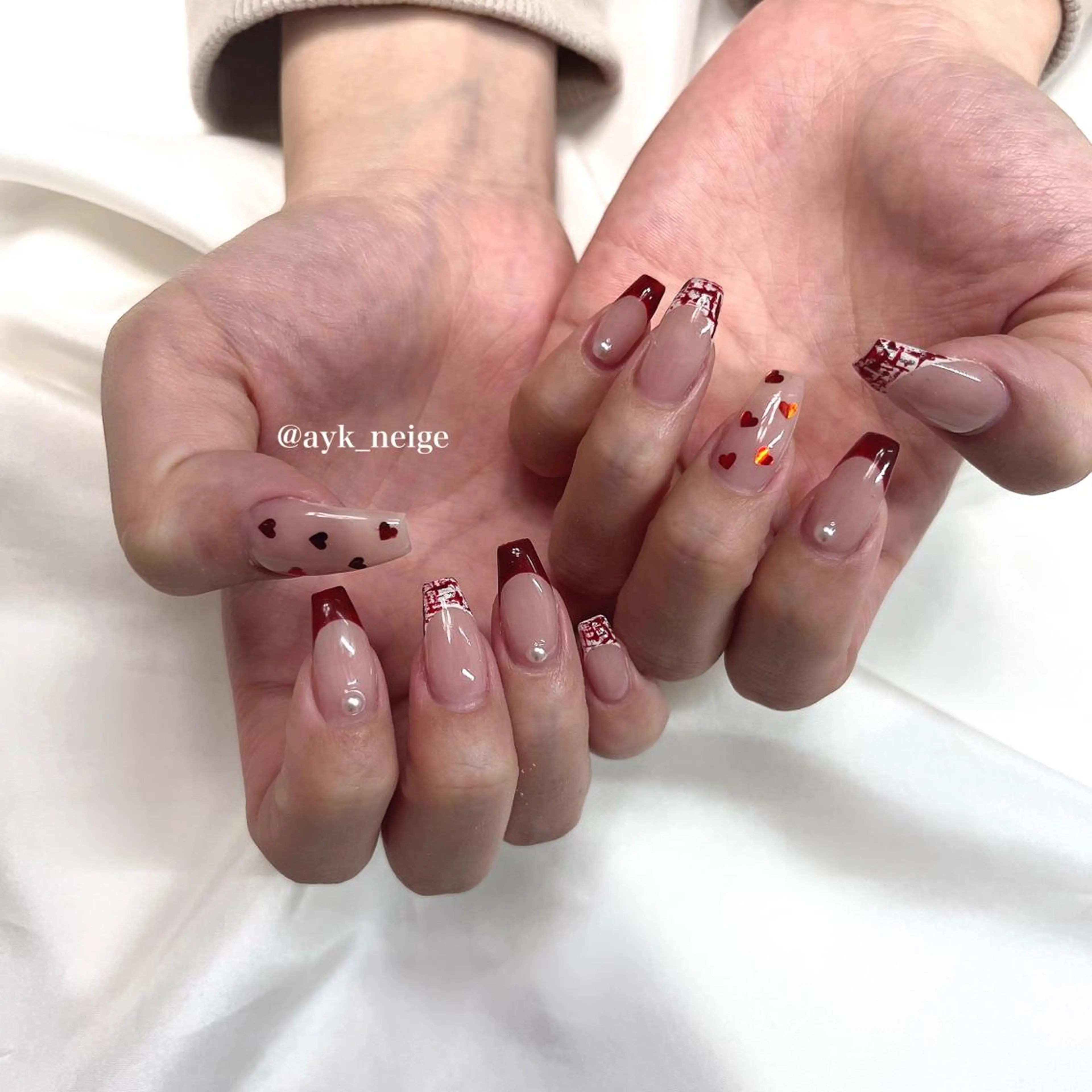 ネイル フットネイル フレンチネイル キラキラネイル 韓国ネイル ツイードネイル n'eige nail所属・大谷 綾香のネイルデザイン