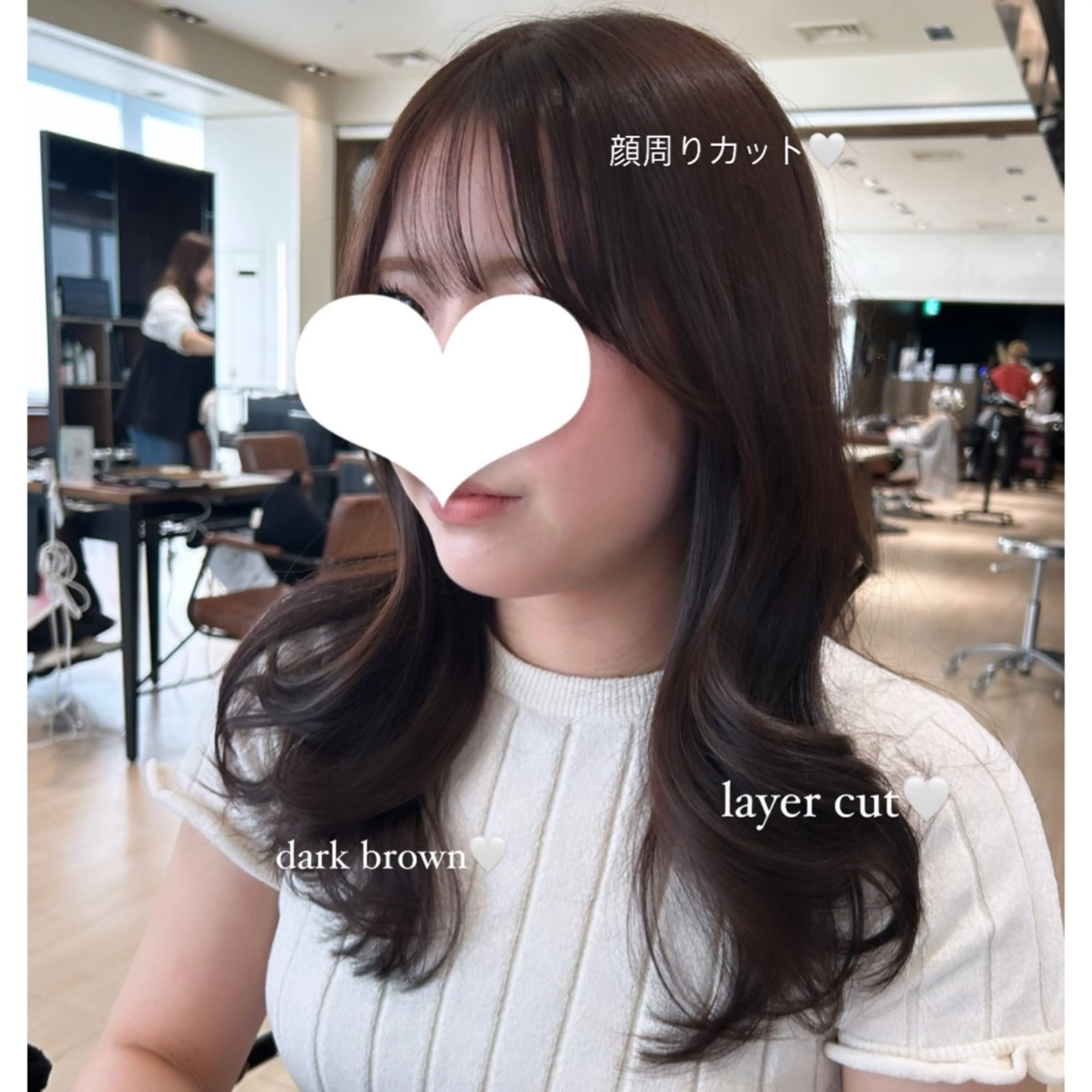 セミロング カラー くびれヘア 顔周りカット レイヤーカット シースルーバング 🍼顔周りカット/ レイヤー/小川華奈のヘアスタイル