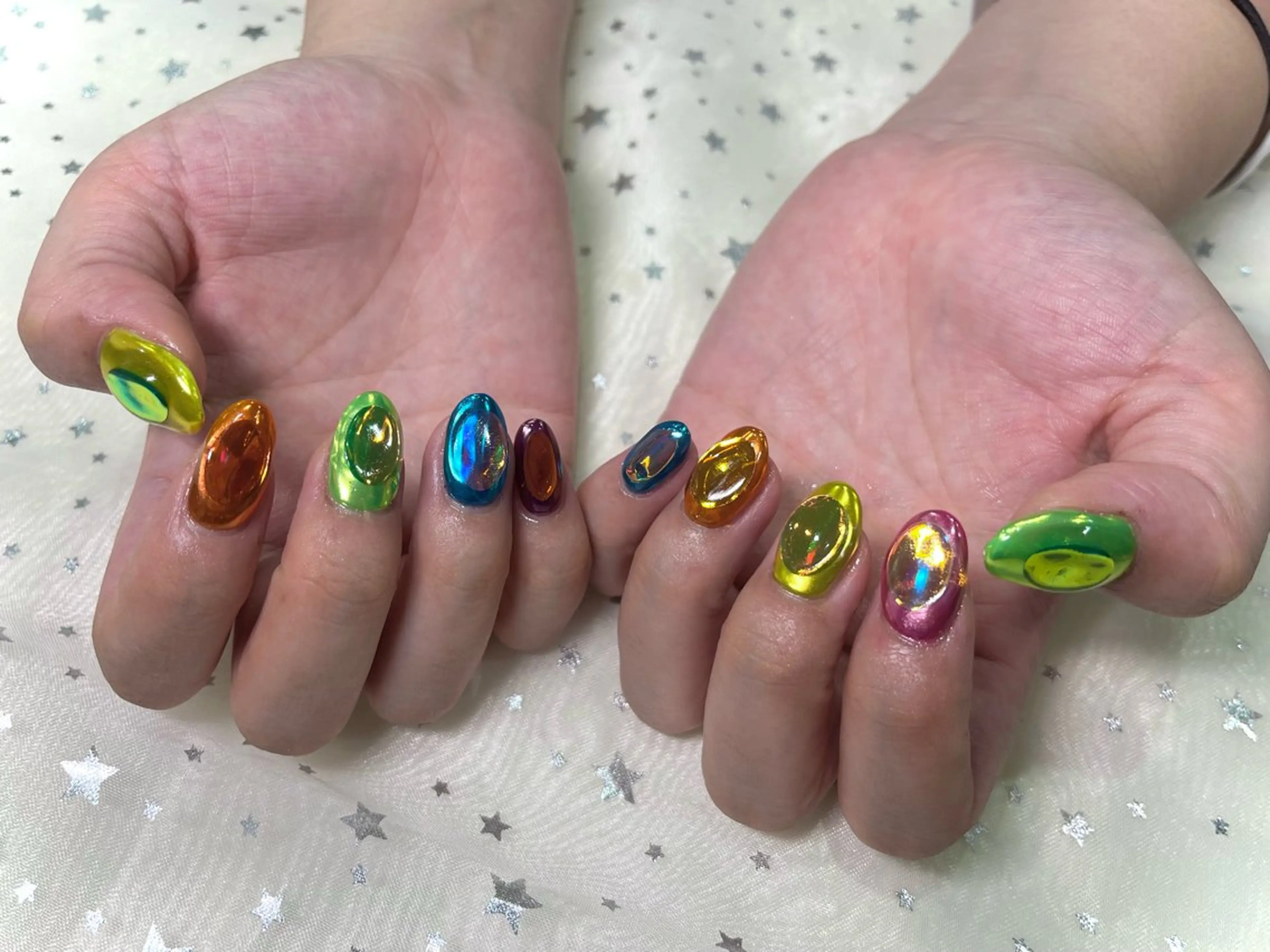 ネイル 氷ネイル・うるうるネイル ハンドネイル Nail salon Cielel⟡Ayaのネイルデザイン