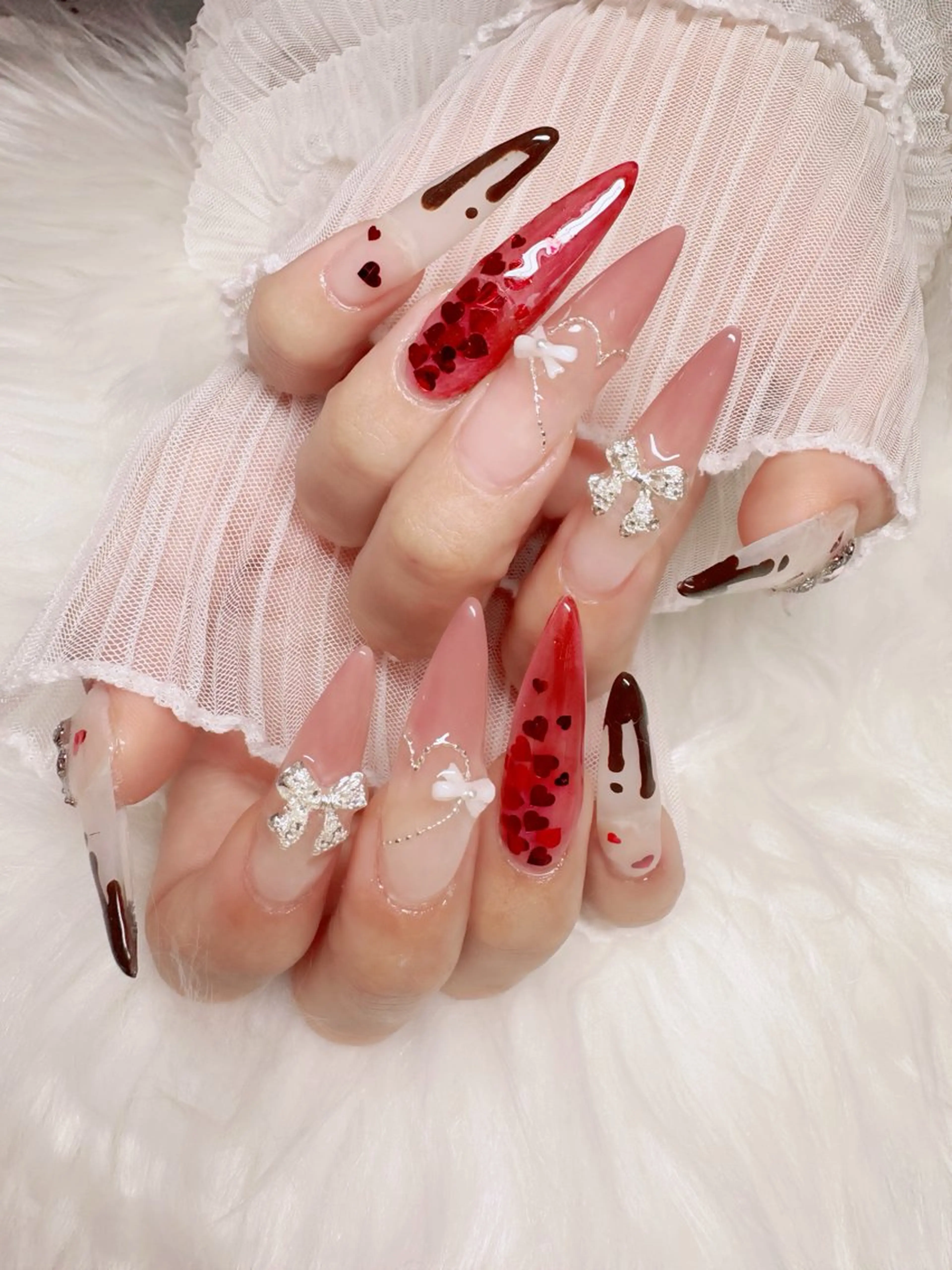 ネイル バレンタイン ハンドネイル Nail Salon macherieのネイルデザイン