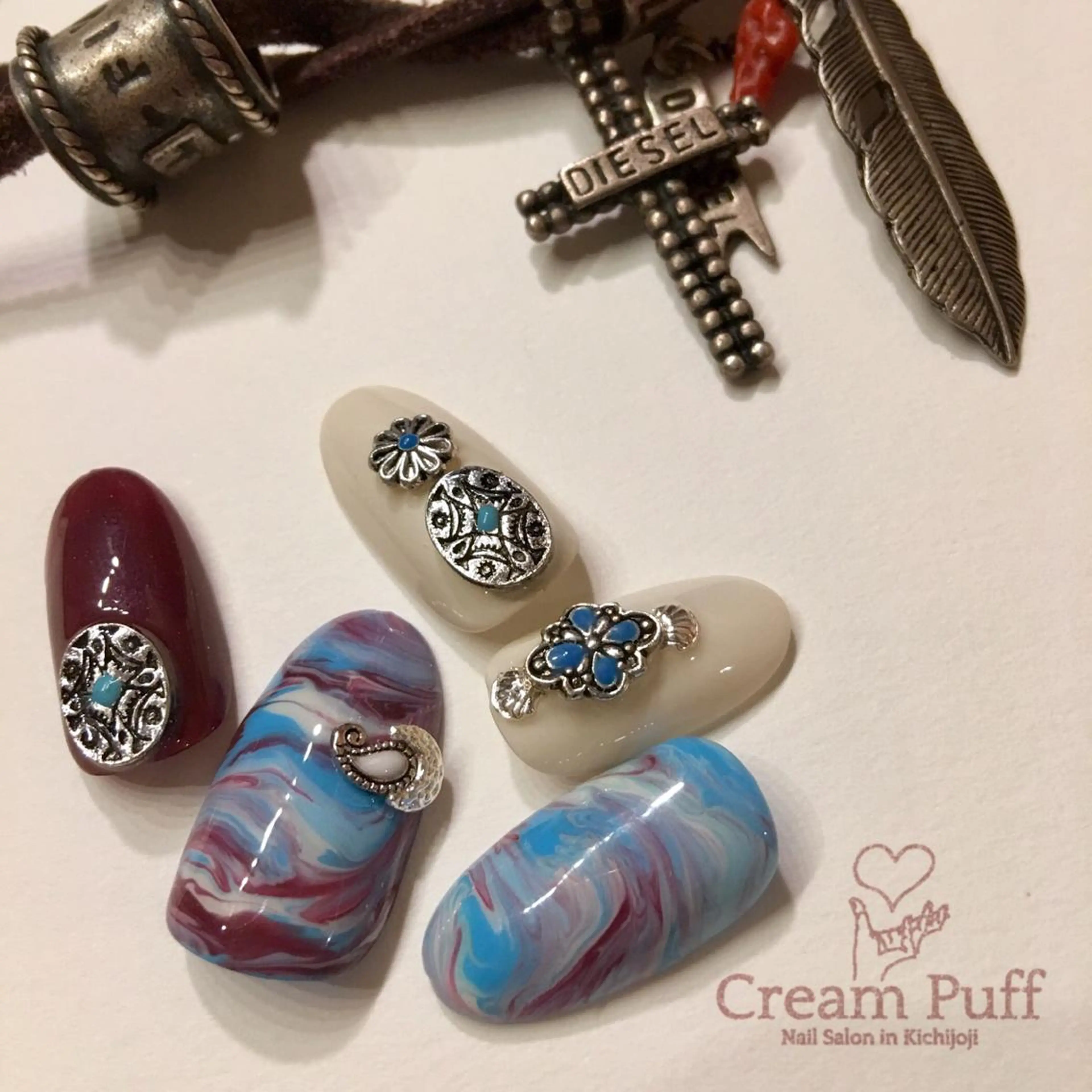 ネイル アートネイル 大理石ネイル(マーブル) HAMANO MIKAのネイルデザイン