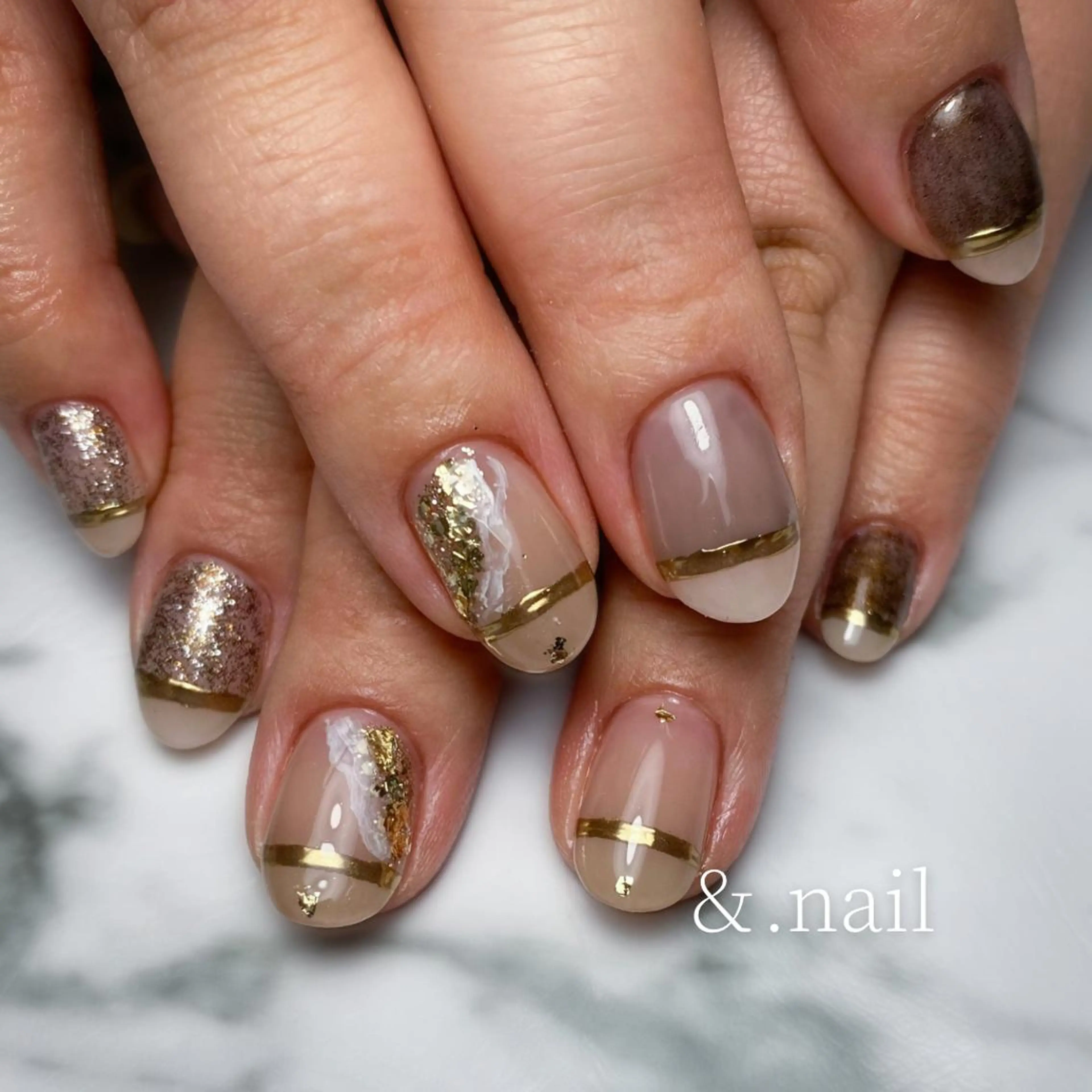 ショート ネイル &.nail/ ニュアンス/持込み可のネイルデザイン