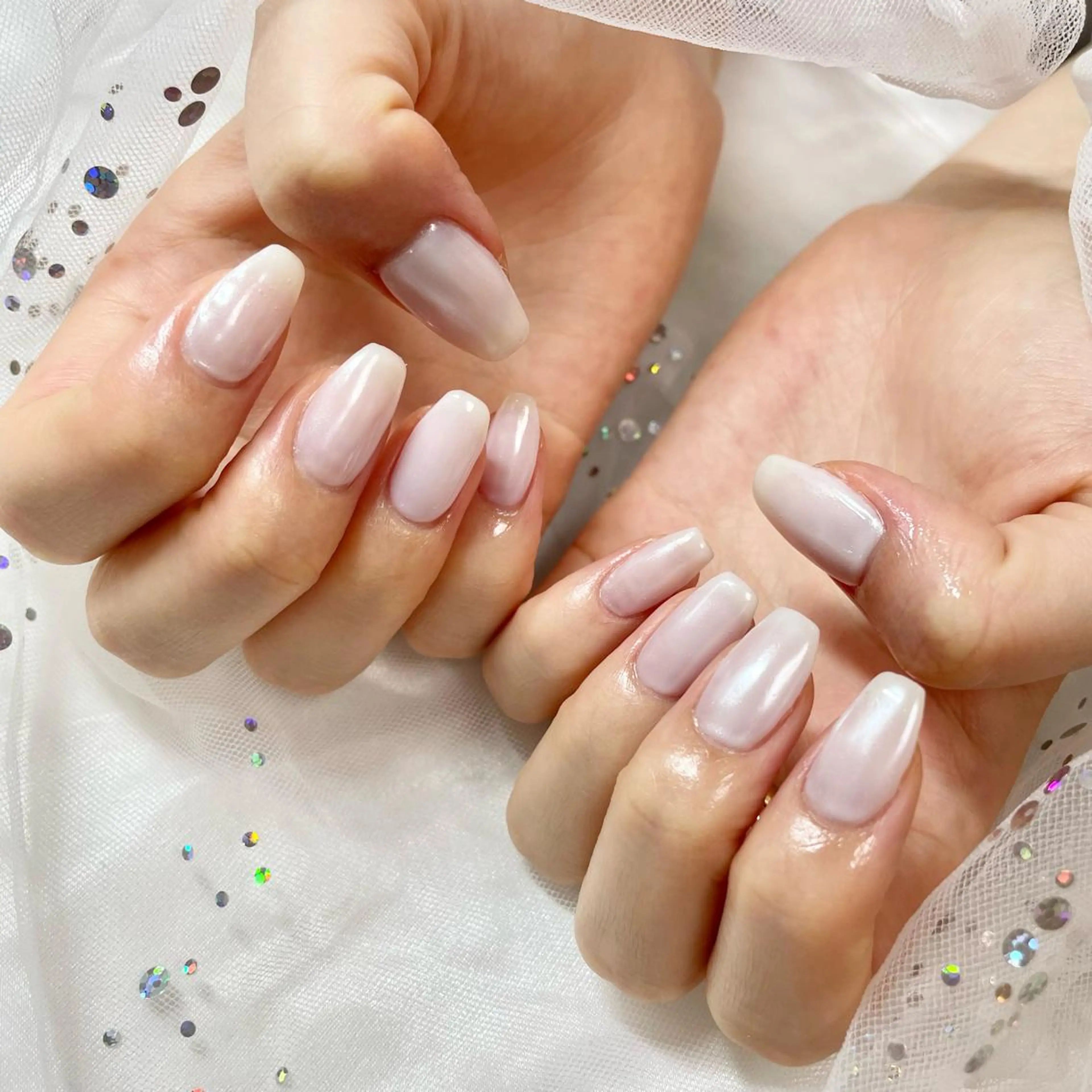 ネイル オーロラネイル ホワイト ハンドネイル フットネイル 🎀AYAKO 🎀中韓ネイルのネイルデザイン