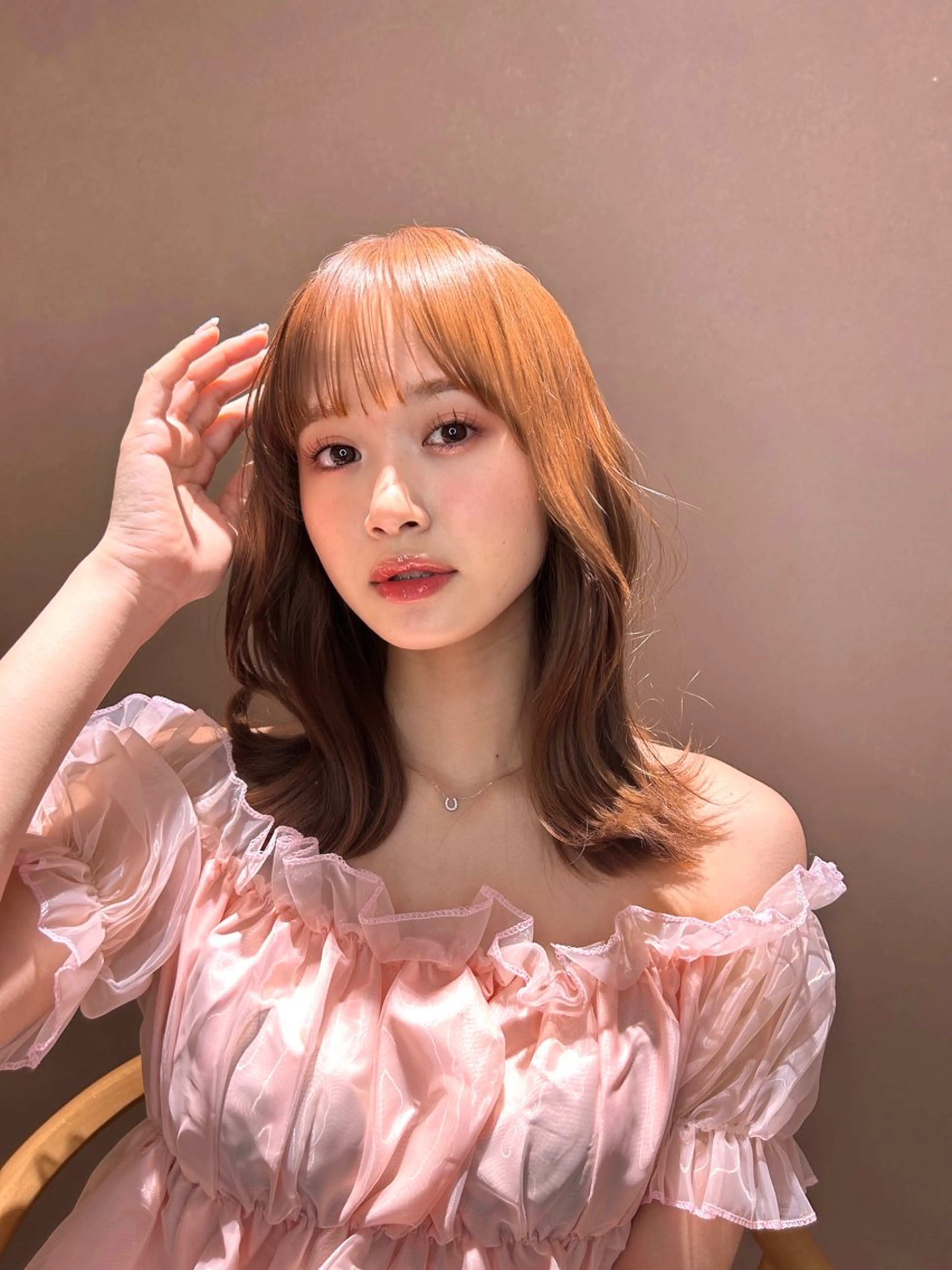 ミディアム カラー ココアグレージュ グレージュ くびれヘア ミディアムヘア Chifumiのヘアスタイル