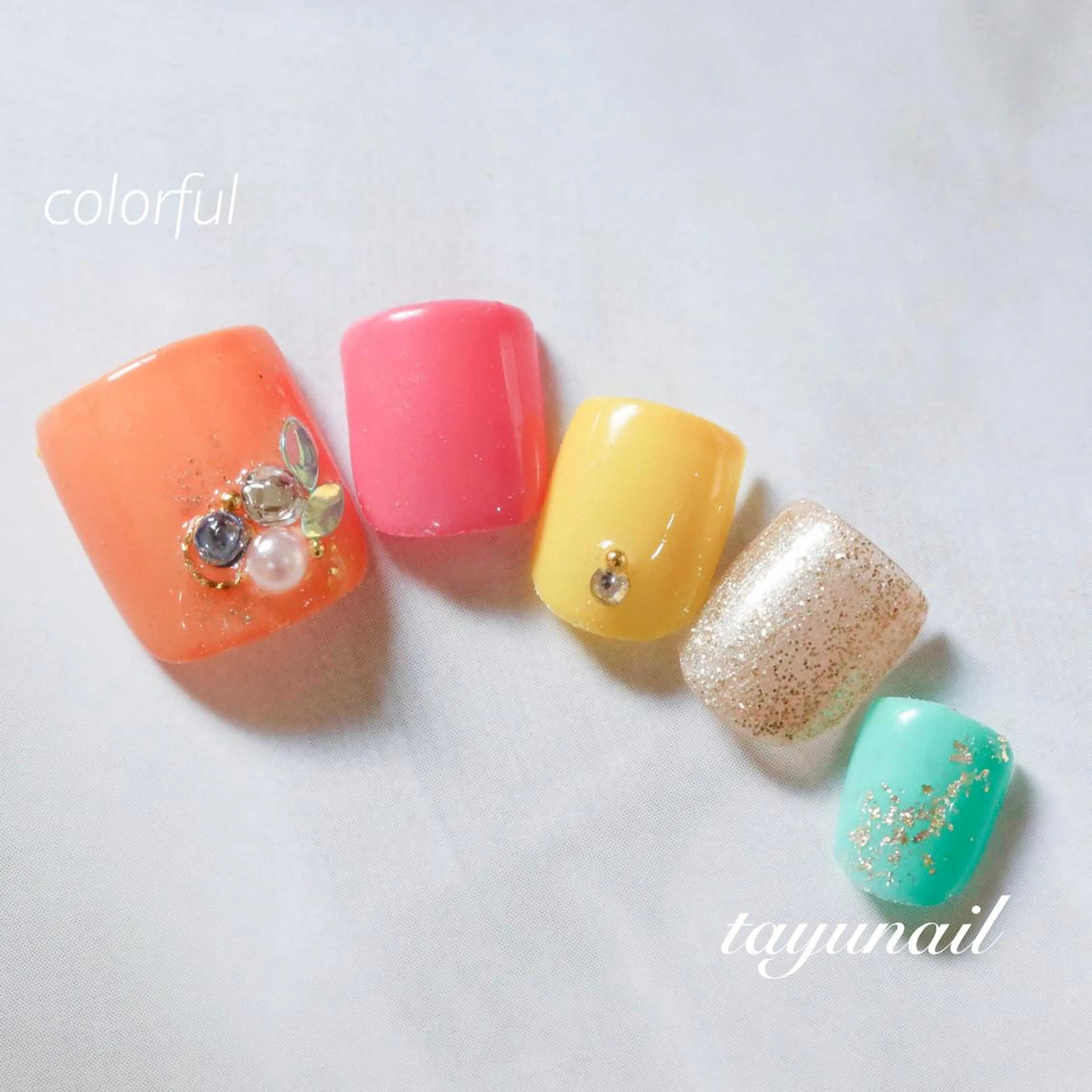 ネイル アートネイル ブルー フットネイル ジェルネイル パラジェル フットネイル ネイルサロン・ネイルスクール　たゆnail所属・ネイルサロン 【たゆnail】のネイルデザイン