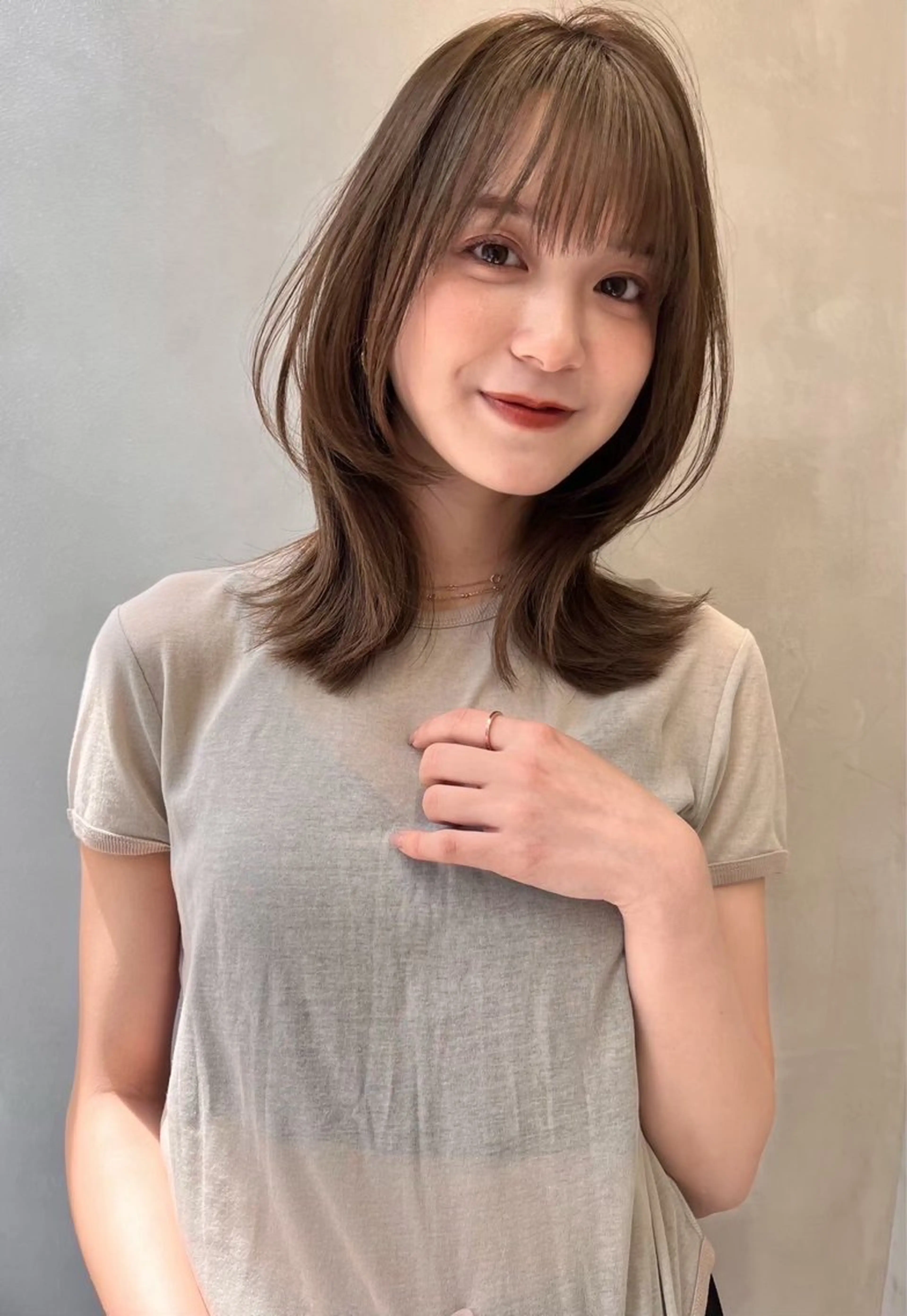 ミディアム カラー レイヤー/暖色カラー /パーマ/落合 歩夢のヘアスタイル