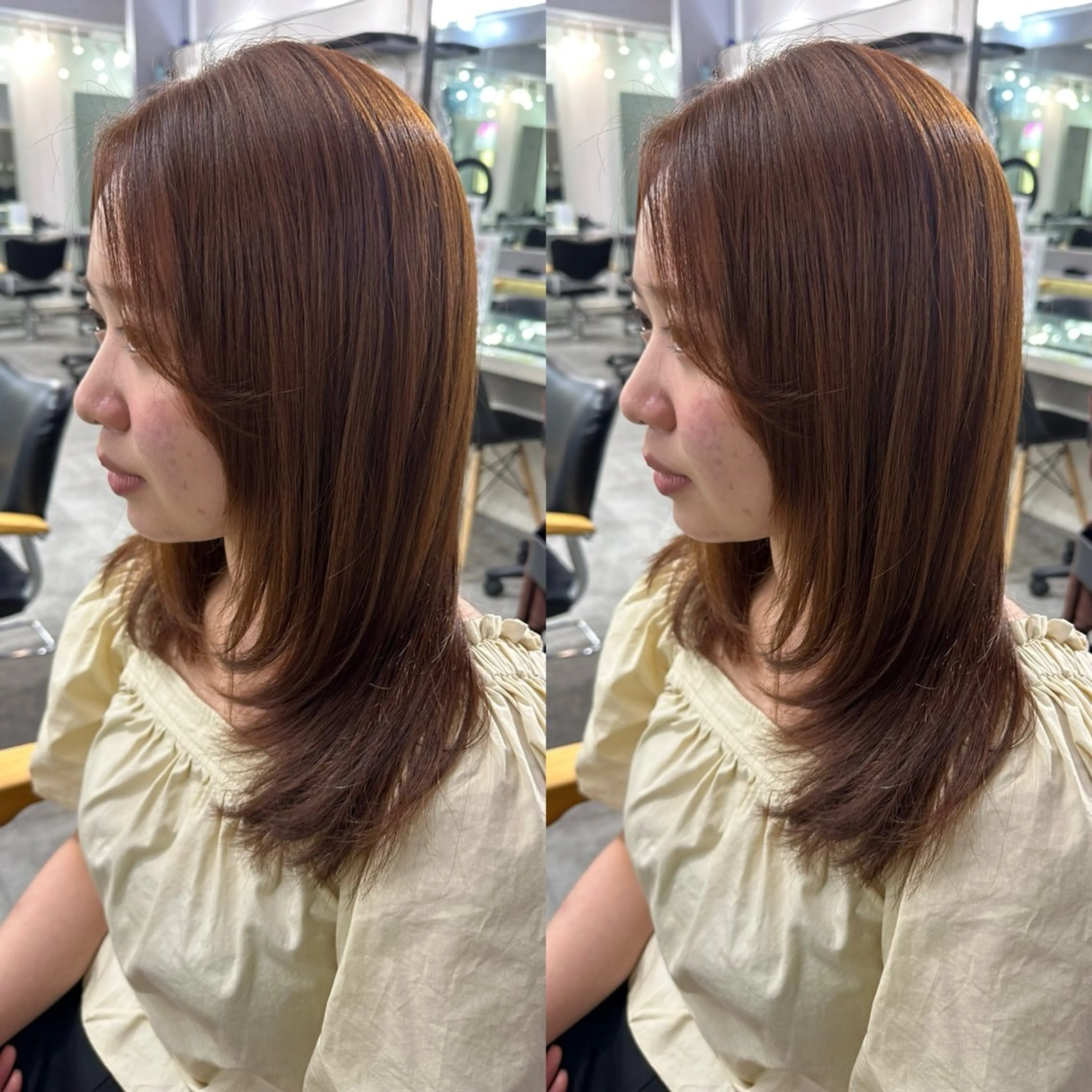 ミディアム 髪質改善 韓国風ヘア レイヤーカット 縮毛矯正 トリートメント 縮毛矯正/髪質改善/ レイヤー代々木/木下のヘアスタイル