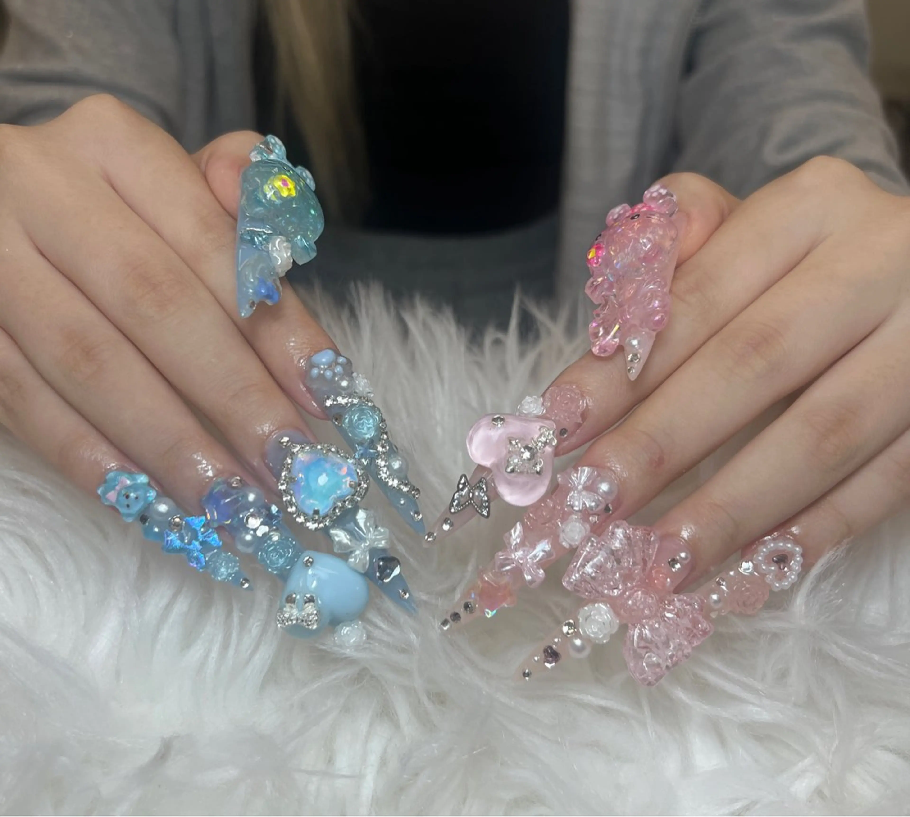 ネイル アートネイル オーロラネイル チークネイル 長さ出し フットネイル Noiranail_ studio川越西口のネイルデザイン
