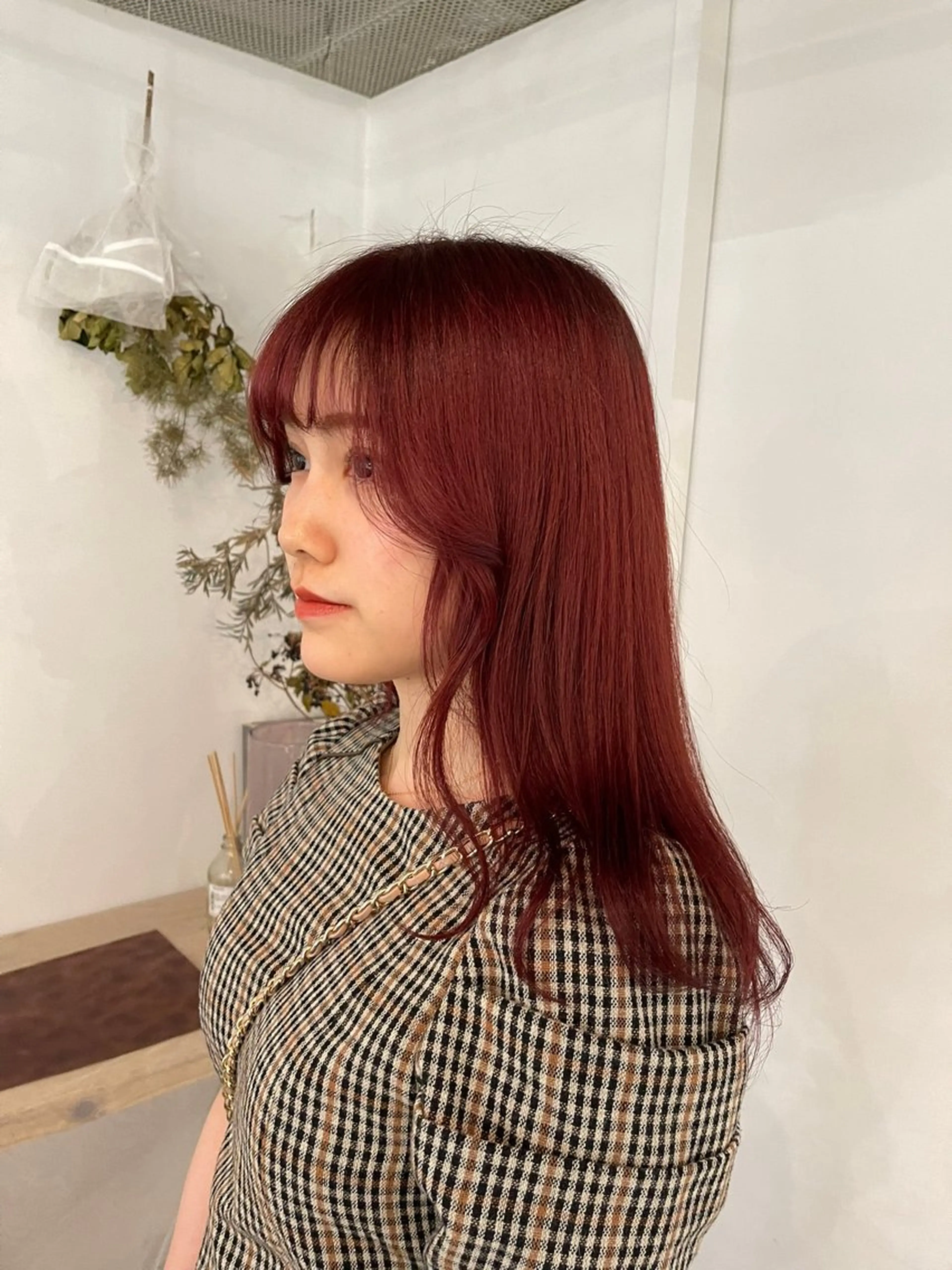 ミディアム カラー ブリーチ レッドカラー ヘアカラー ボブ/レイヤー /河内温太のヘアスタイル