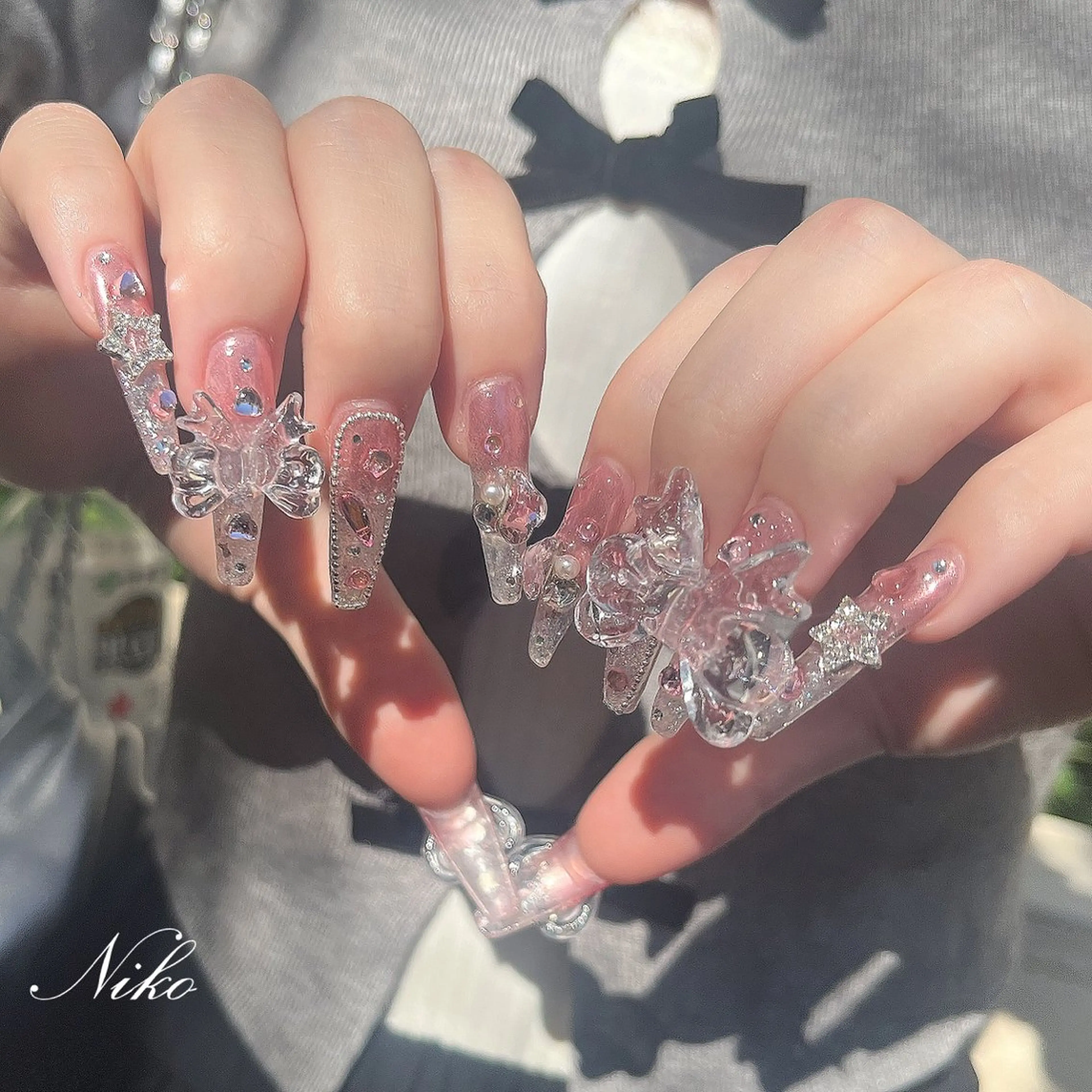 ネイル チークネイル 長さ出し フラッシュネイル フットネイル フレンチネイル Niko nailサロンのネイルデザイン