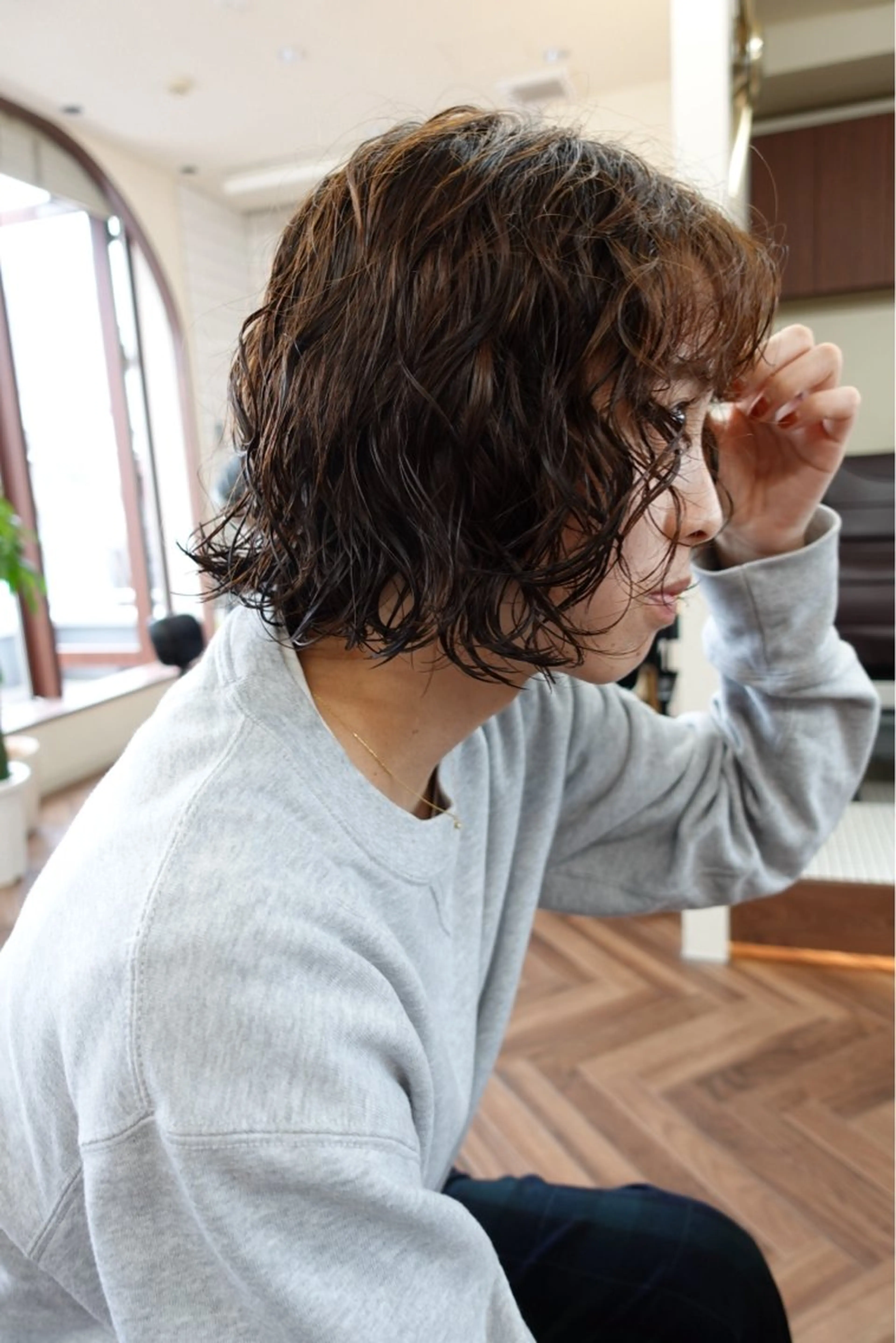 ショート カラー パーマ カット ヘアカラー パーマ ボブパーマ/パーマ ウルフパーマのヘアスタイル