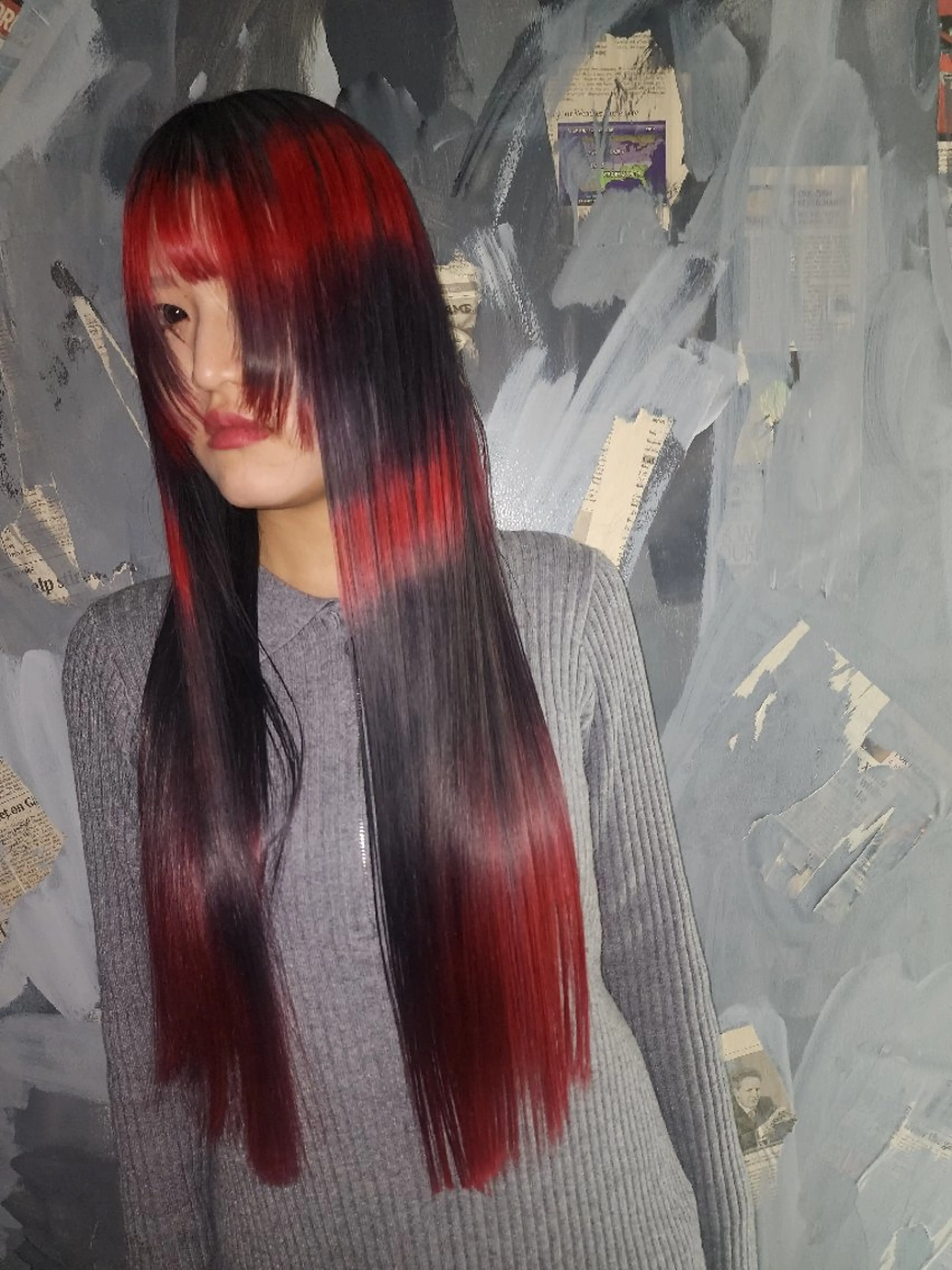 ロング 顔まわりレイヤー 顔周りカット レイヤーカット Backbocker所属・ハイトーン/ブリーチ /デザインカラーのヘアスタイル