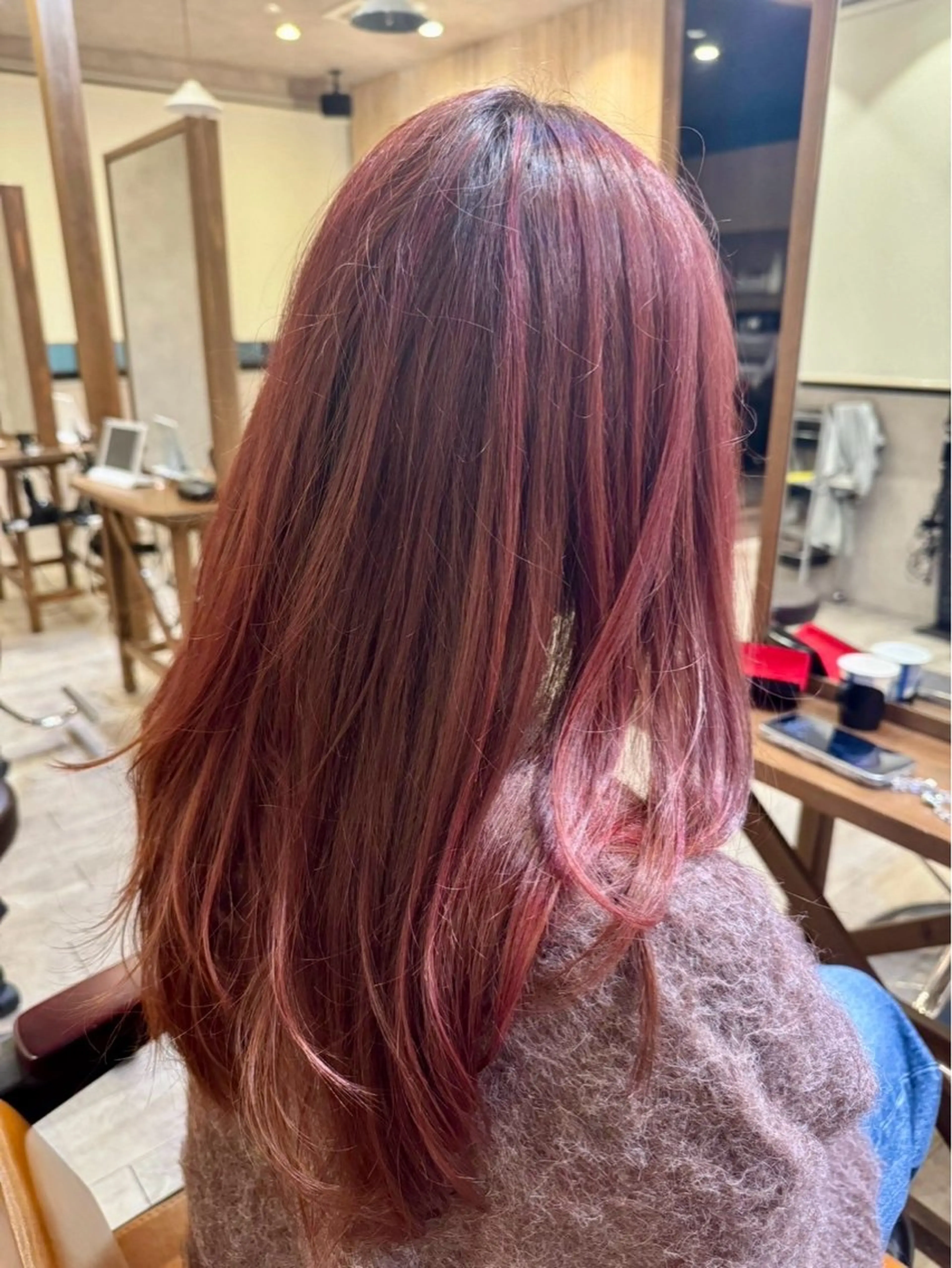 セミロング ピンクブラウン ヘアカラー トリートメント 一宮駅3分/水野/ ショート/ボブのヘアスタイル