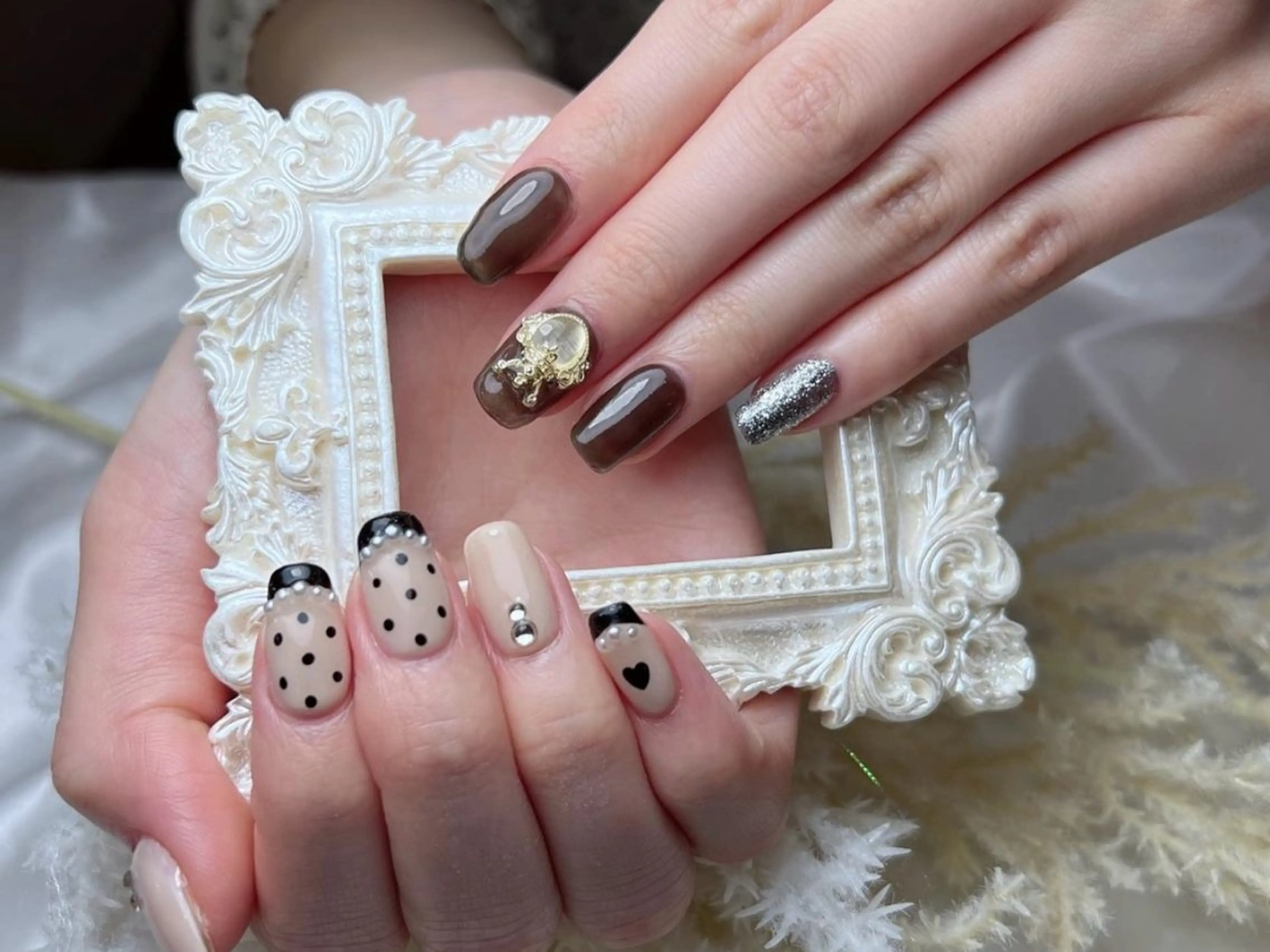 メンズ ネイル アートネイル フレンチネイル ジェルネイル キラキラネイル パラジェル ハンドネイル Bloom スカルプ専門店のネイルデザイン