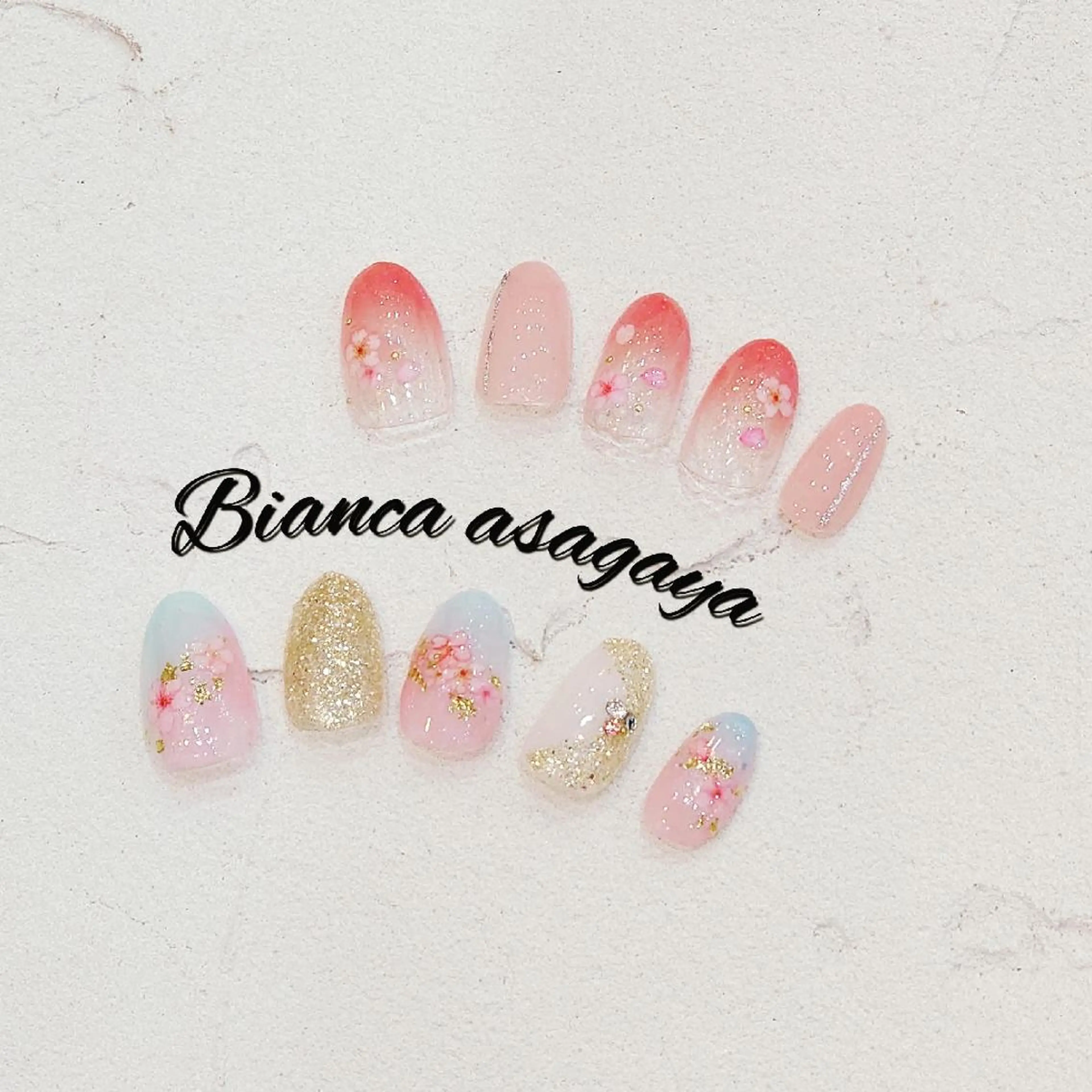 ネイル 桜ネイル フレンチネイル ジェルネイル 韓国ネイル ミラーネイル Bianca TANAKAのネイルデザイン