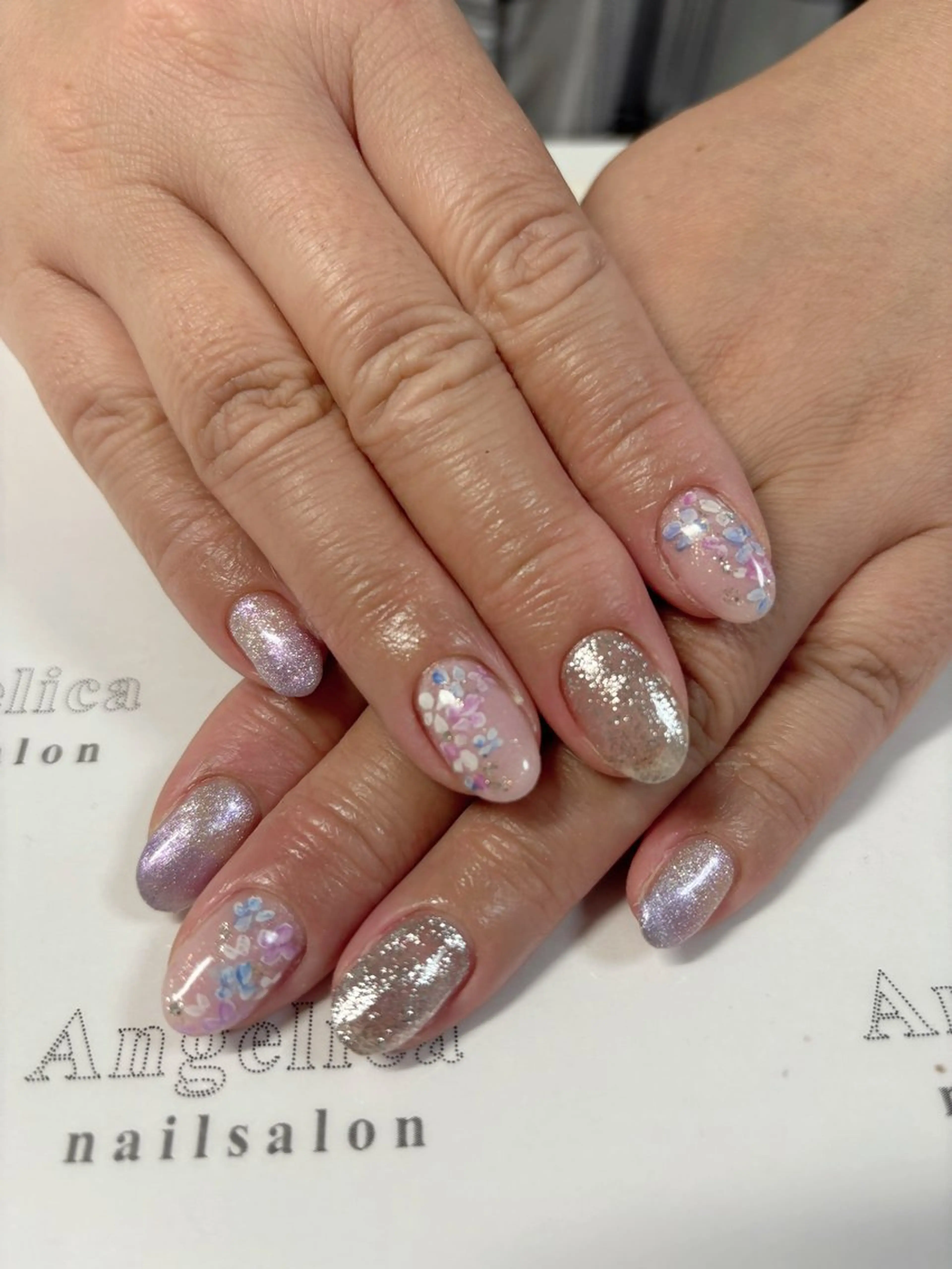 ネイル ジェルネイル キラキラネイル マグネットネイル パラジェル Angelica ネイリストのネイルデザイン