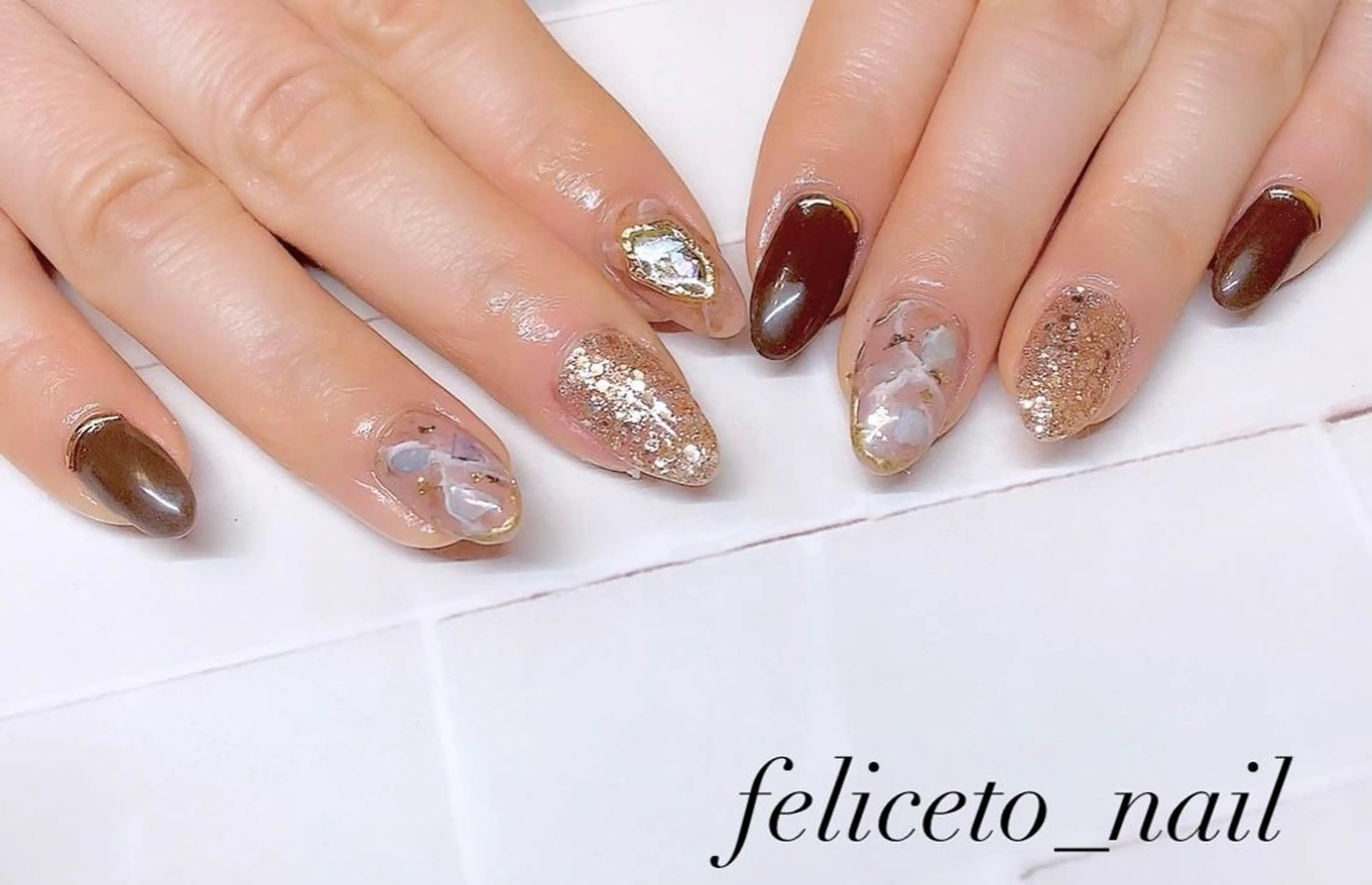 ネイル ブラウン 大理石ネイル(マーブル) feliceto_nail所属・Honokaホノカ nailのエステ・リラクイメージ
